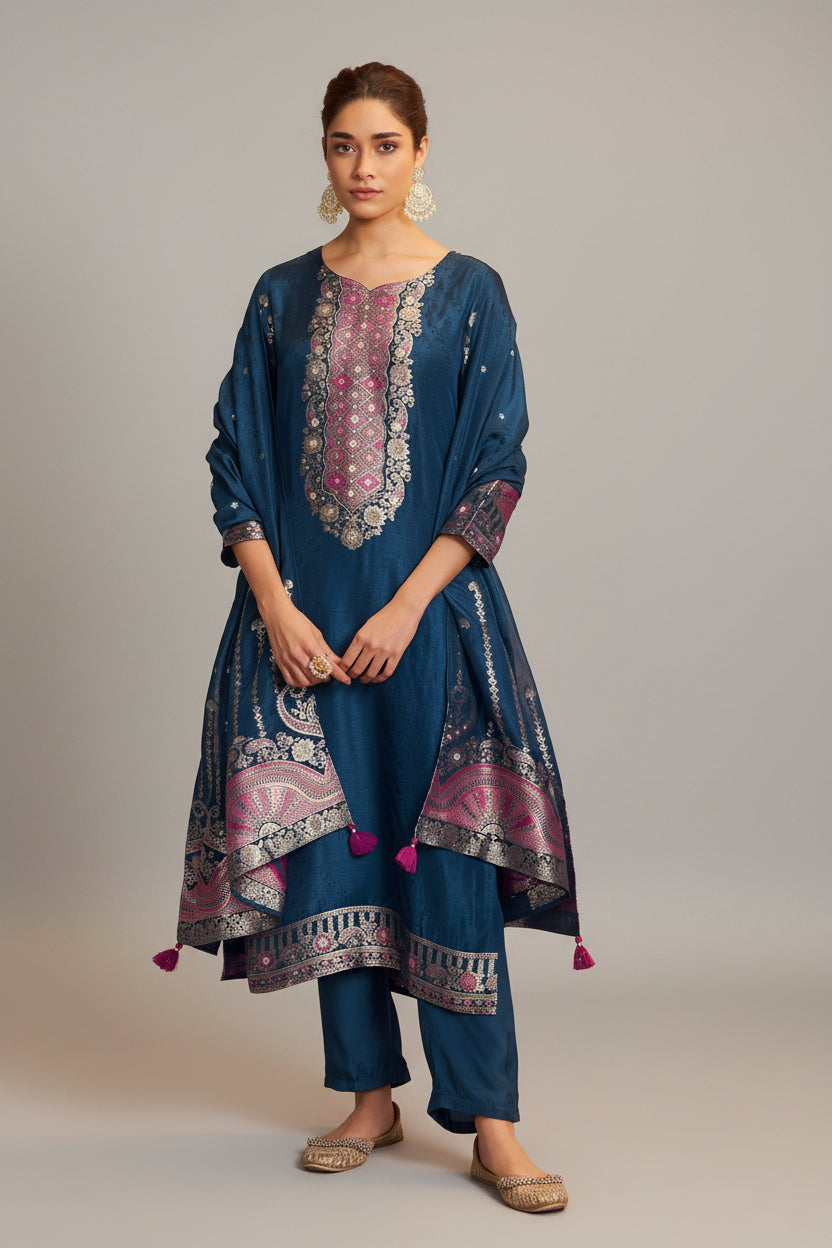 Russian Jacquard Set – Blue