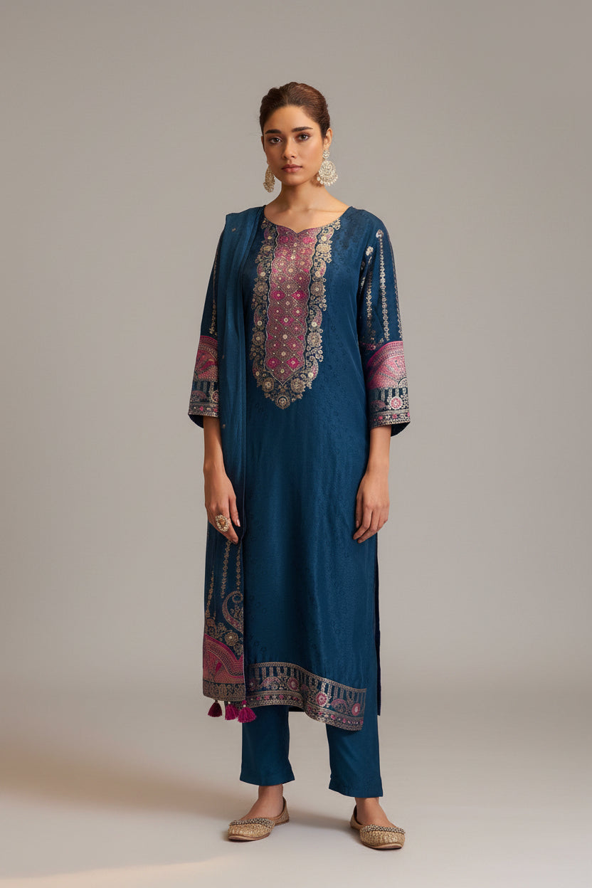 Russian Jacquard Set – Blue