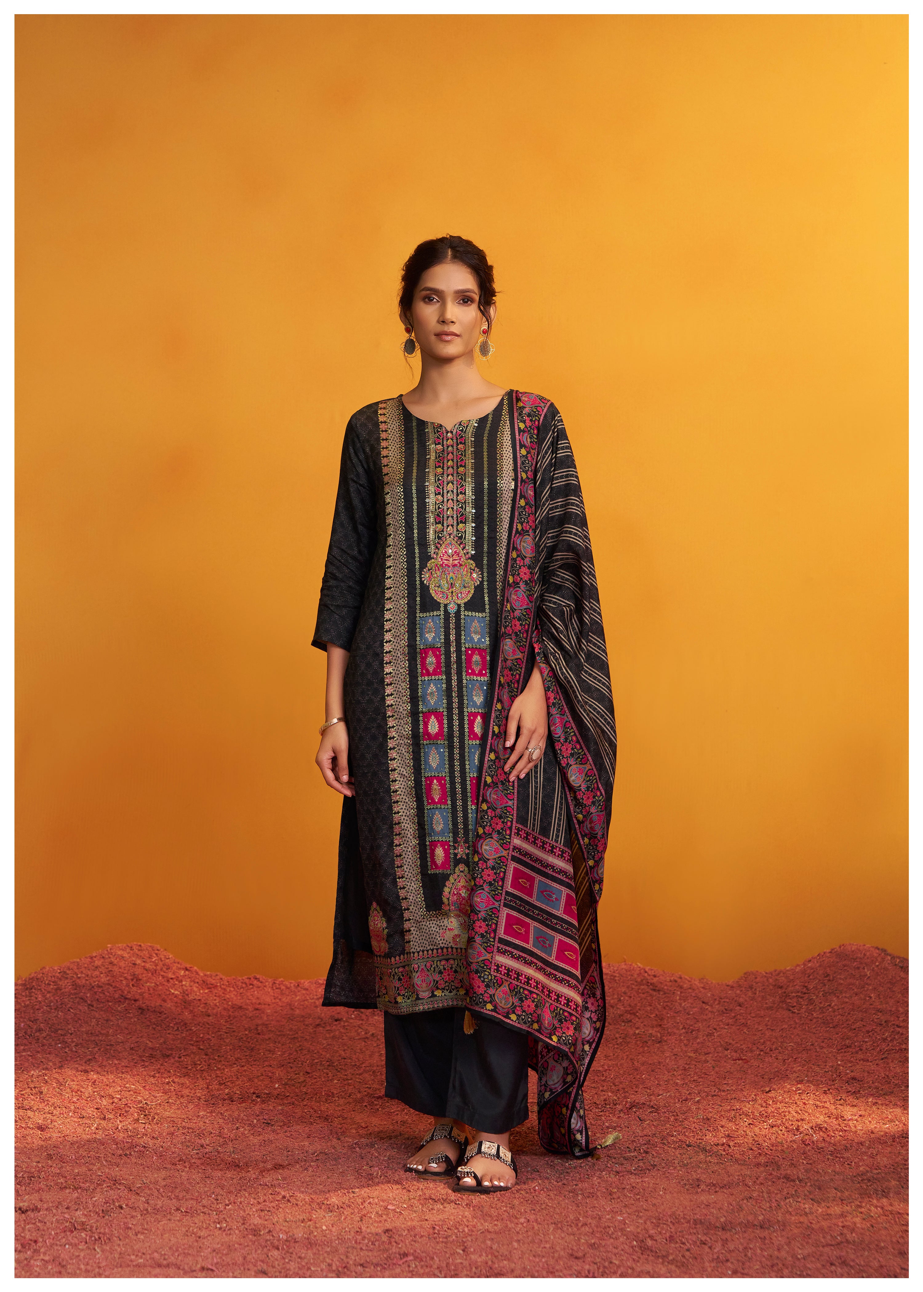 Position Print Russian Silk Kurta Set