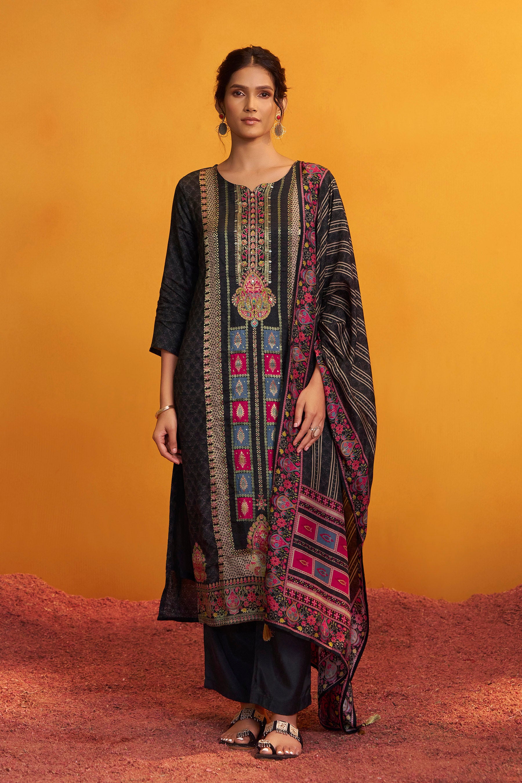 Position Print Russian Silk Kurta Set