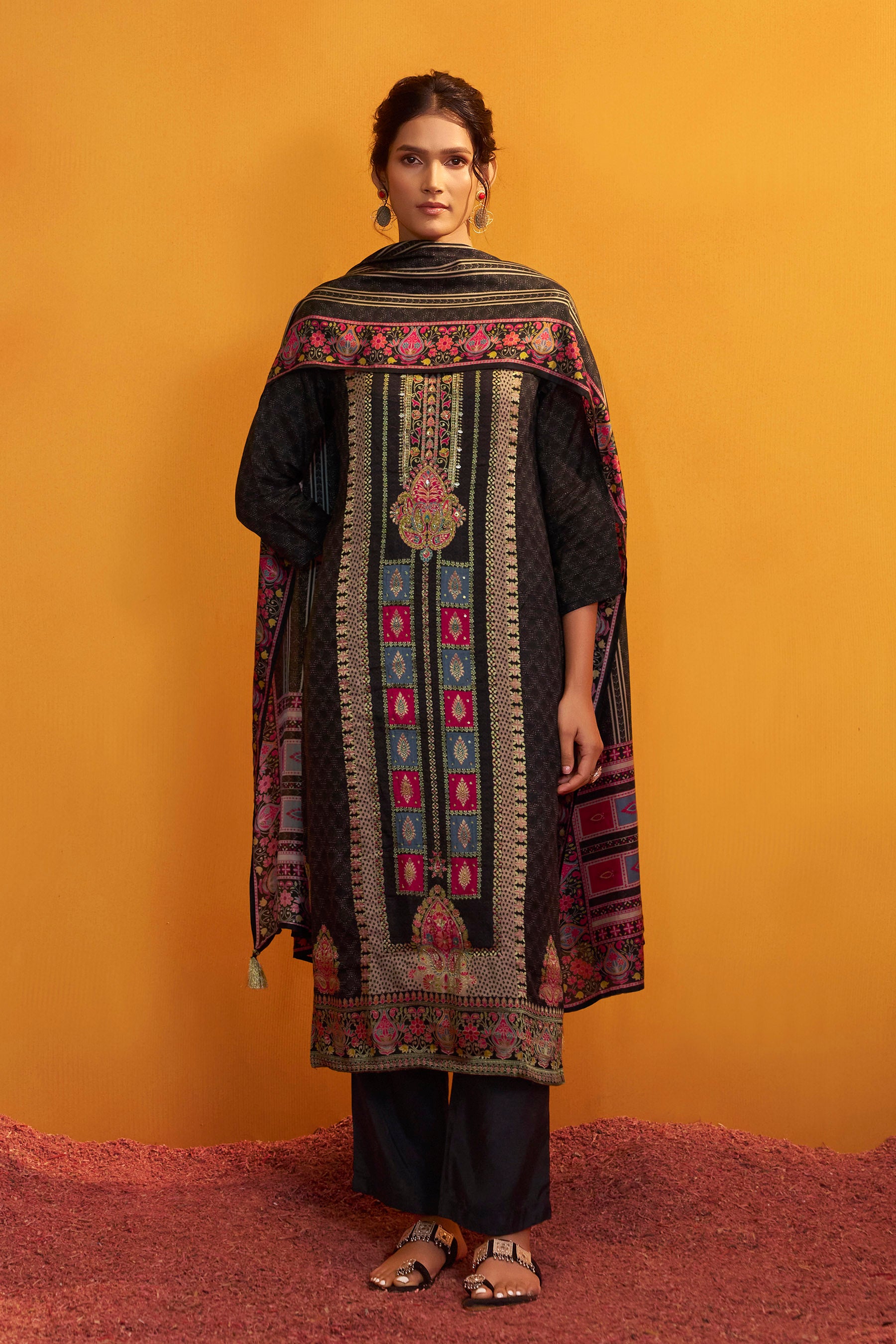 Position Print Russian Silk Kurta Set