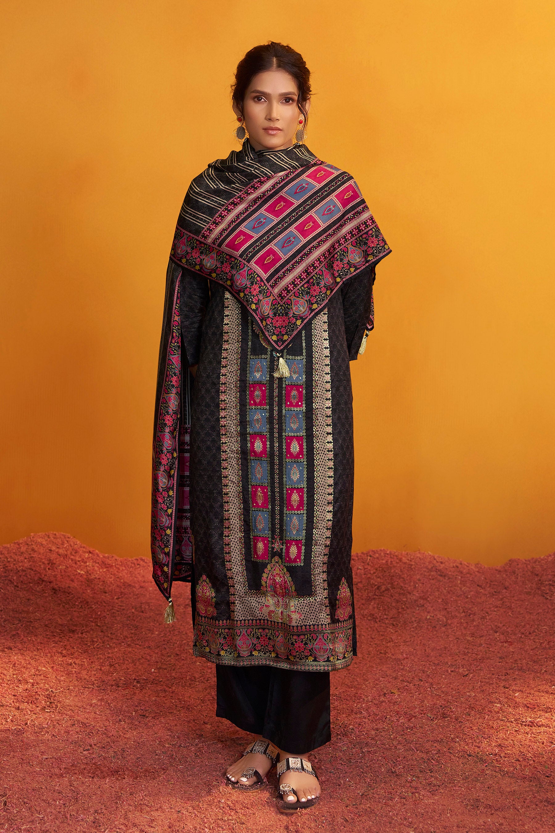 Position Print Russian Silk Kurta Set
