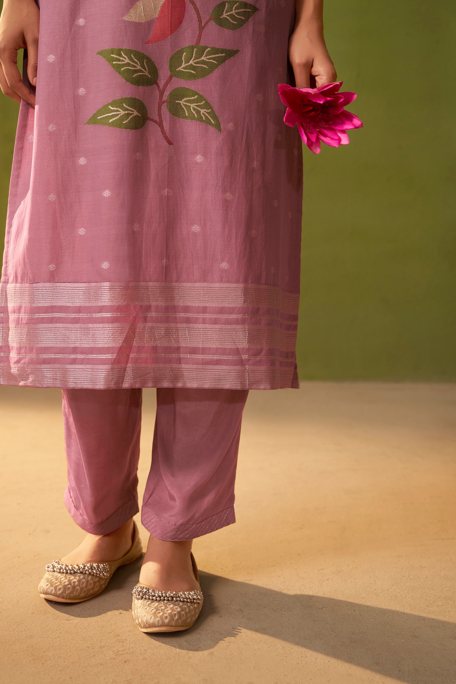 Chanderi Jacquard Set – Pink