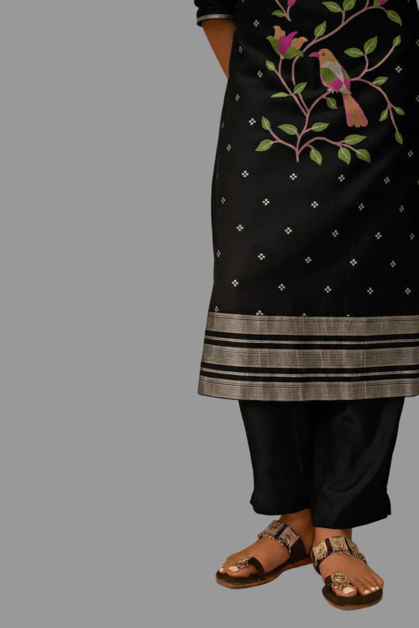 Chanderi Jacquard Set – Black