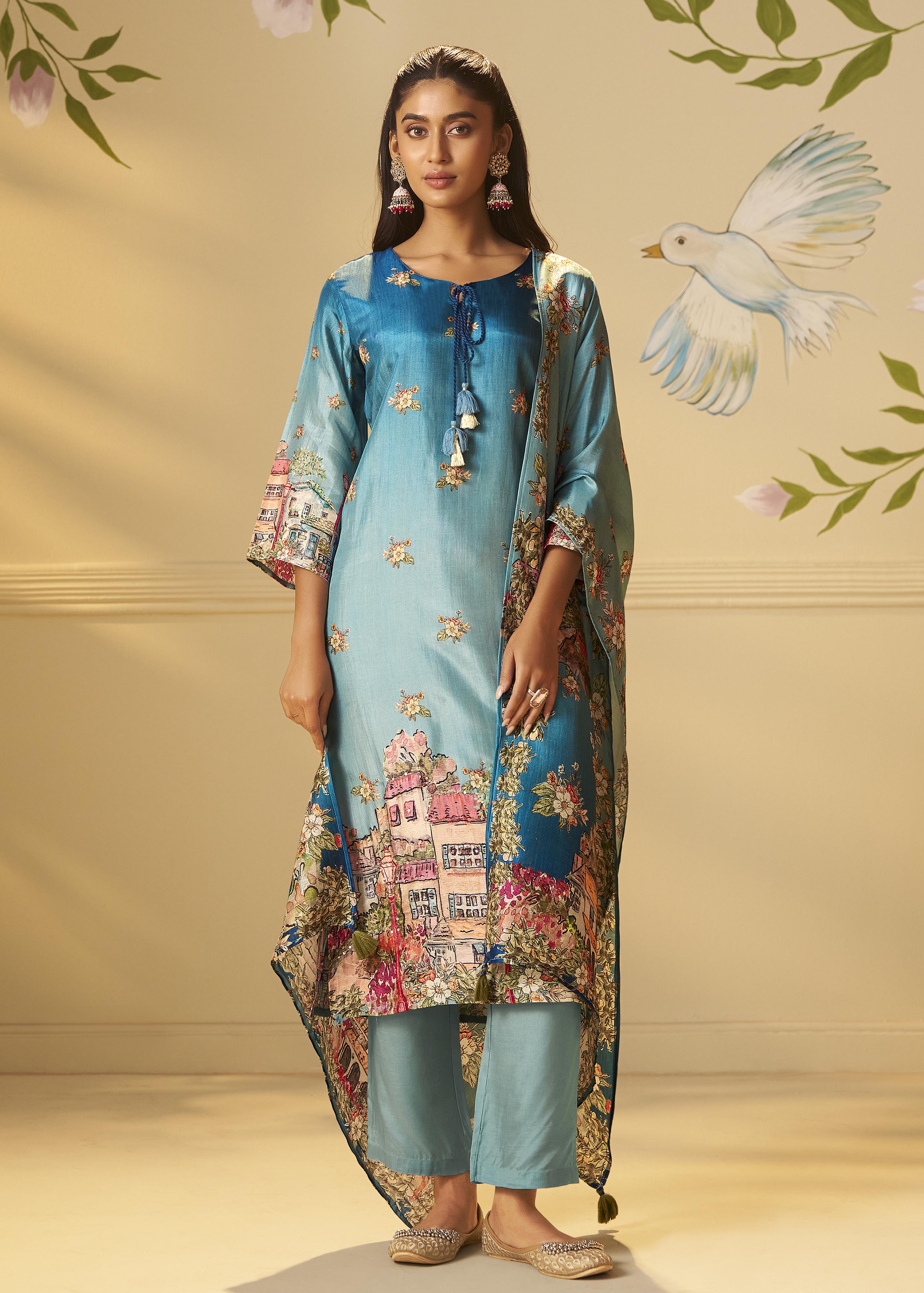 Azure Dola Shaded Digital Kurta Set