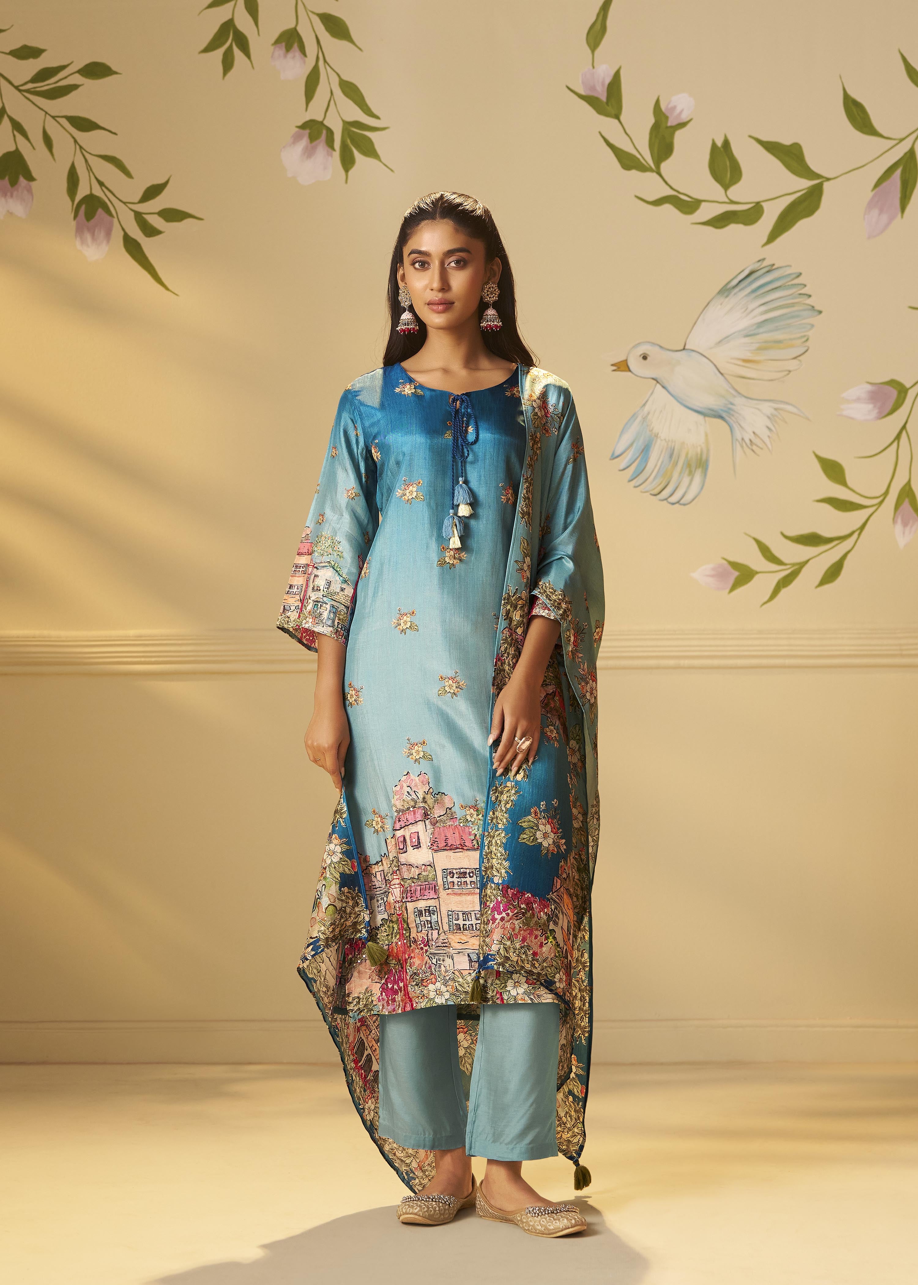 Azure Dola Shaded Digital Kurta Set