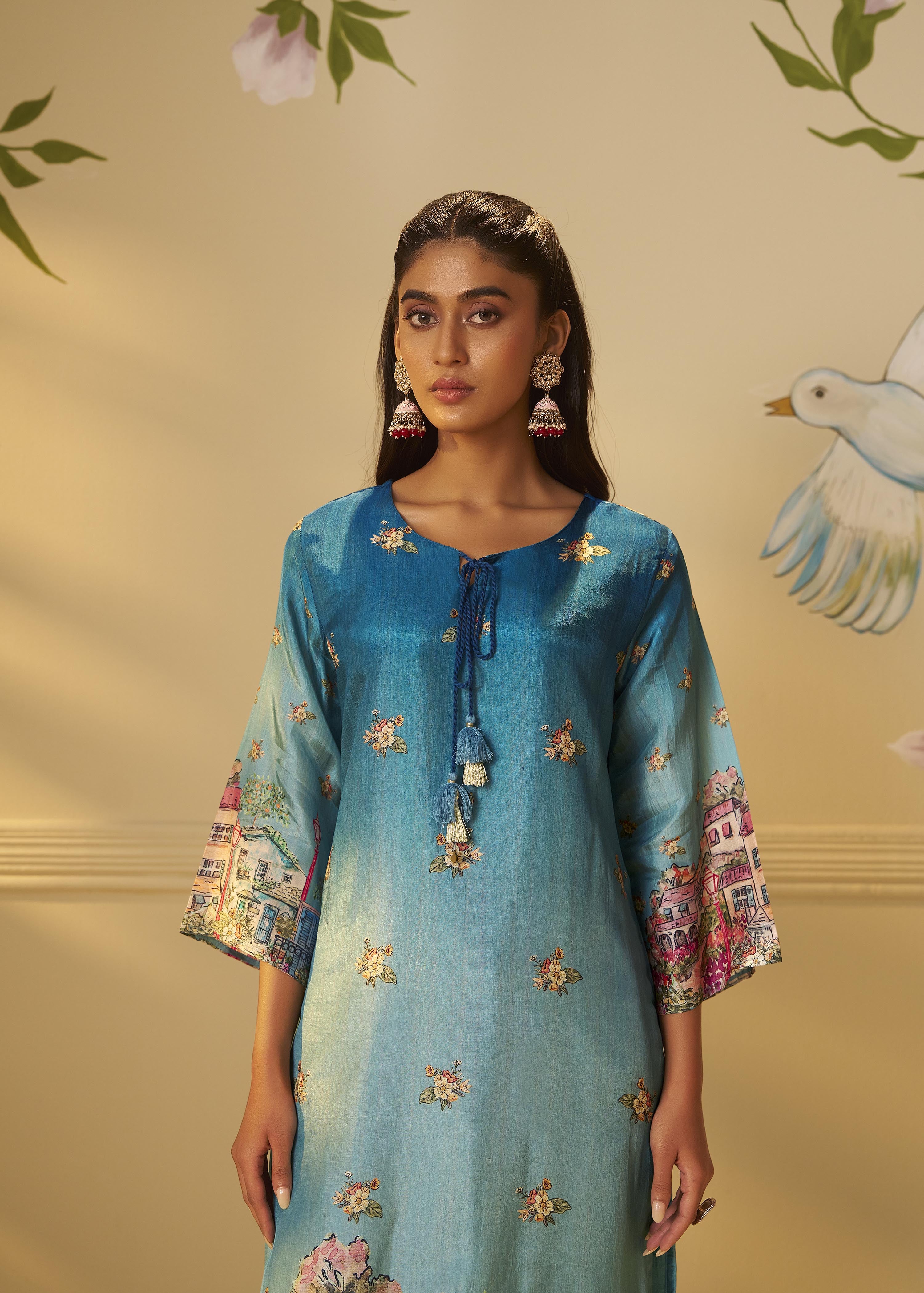 Azure Dola Shaded Digital Kurta Set