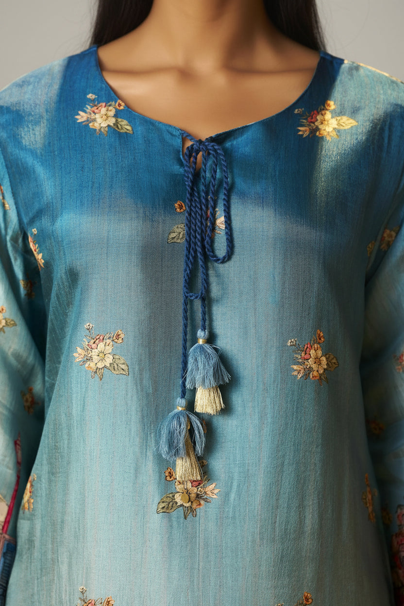 Azure Dola Shaded Digital Kurta Set