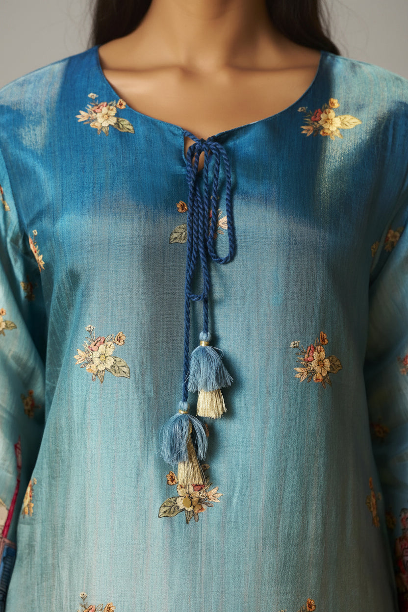 Azure Dola Shaded Digital Kurta Set