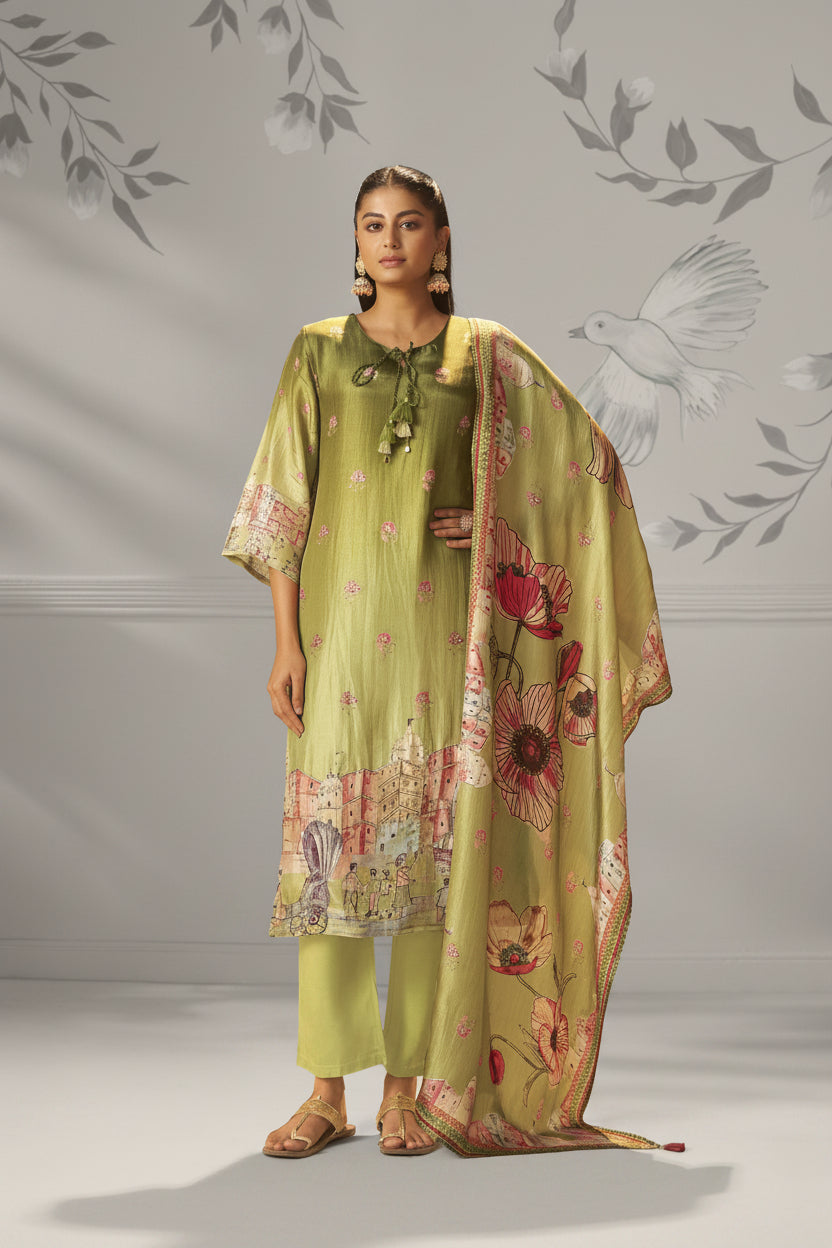Meadow Green Dola Digital Kurta Set