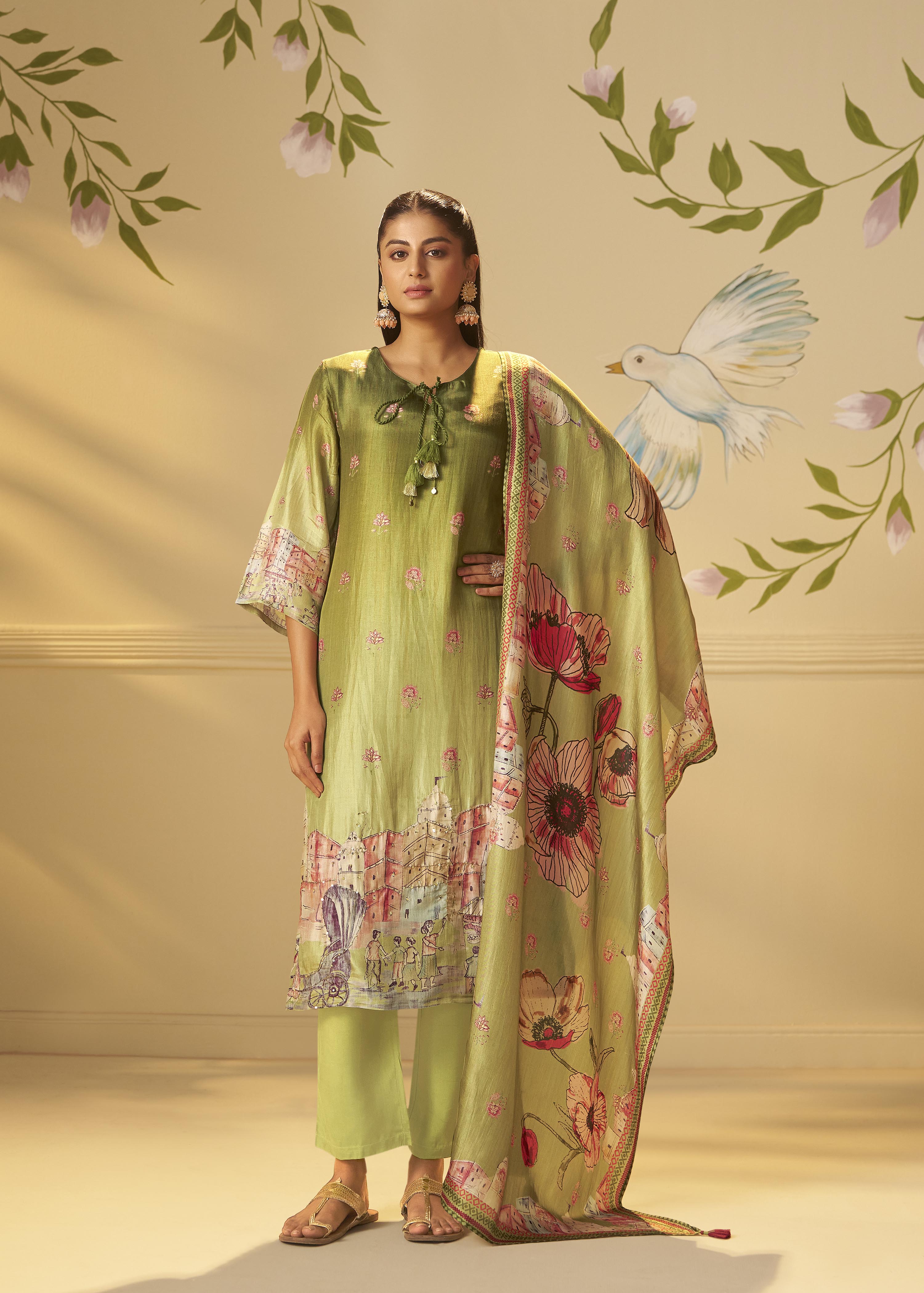 Meadow Green Dola Digital Kurta Set