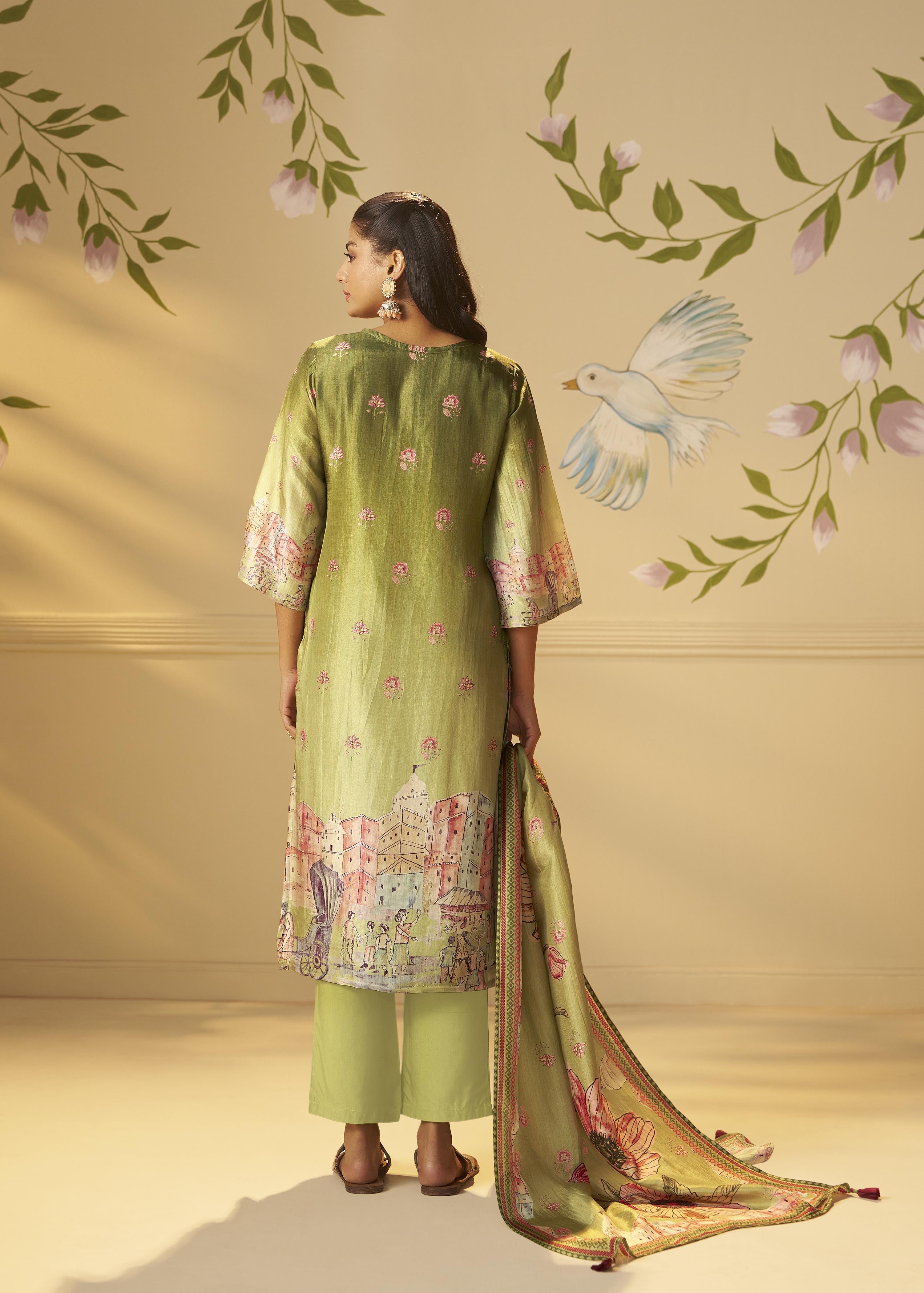 Meadow Green Dola Digital Kurta Set