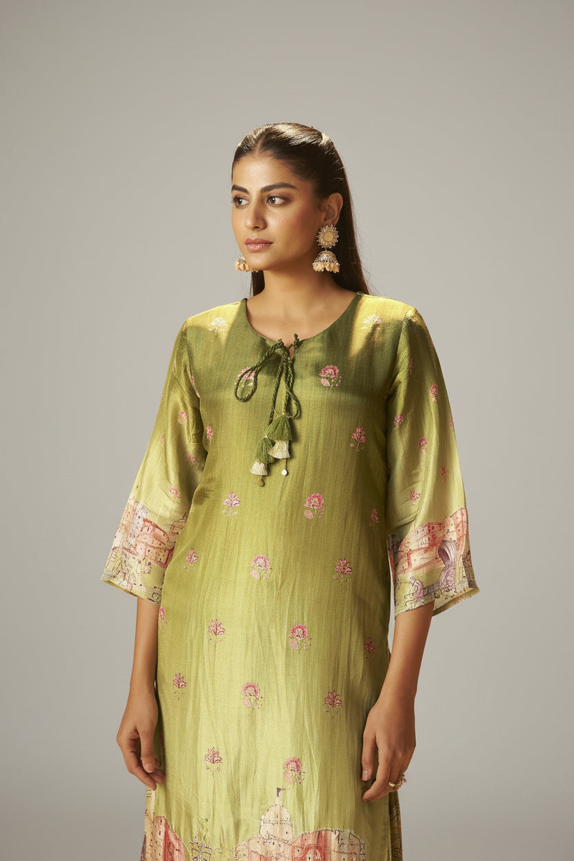 Meadow Green Dola Digital Kurta Set