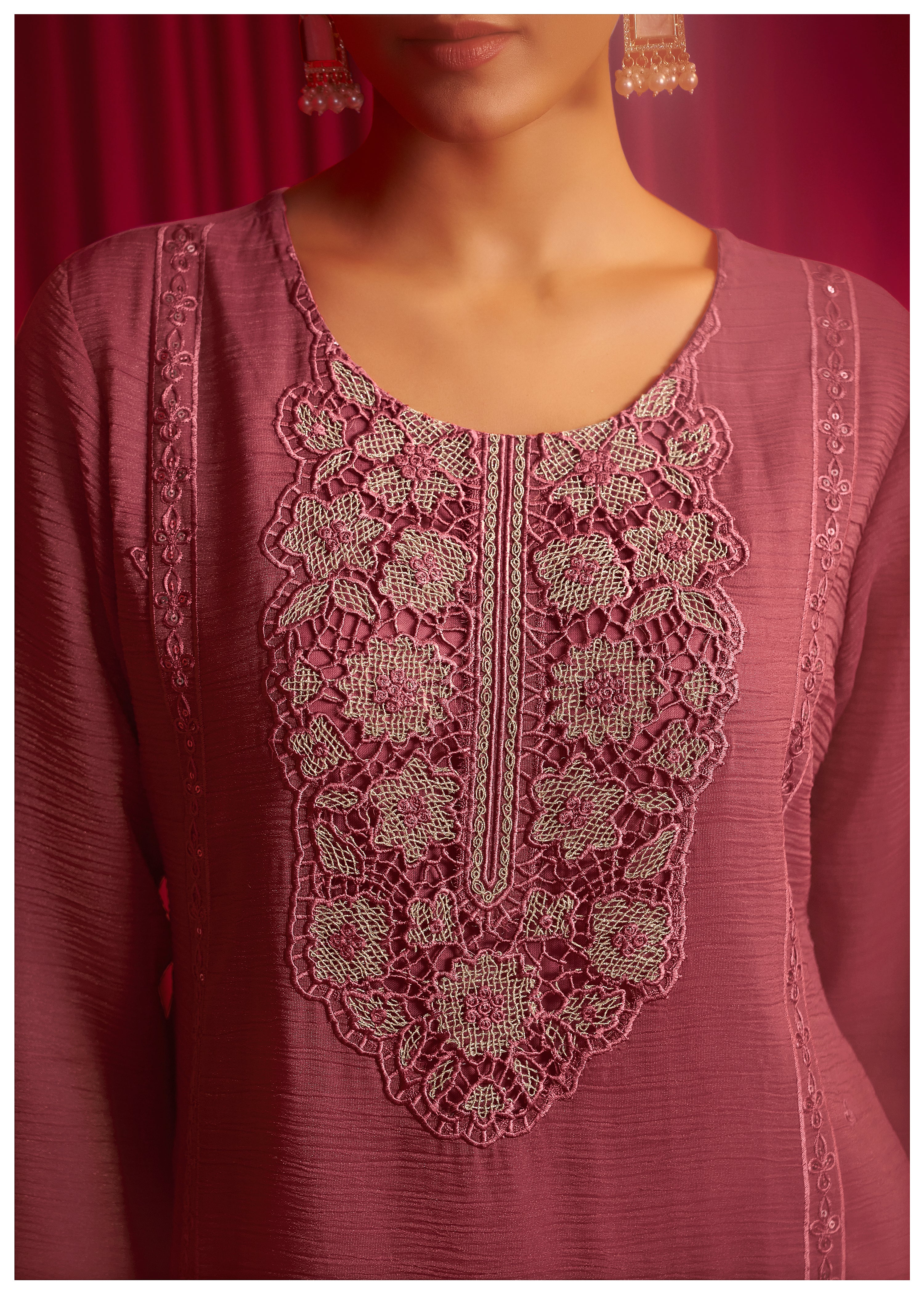 Crush Organza Borer Embroidery Set