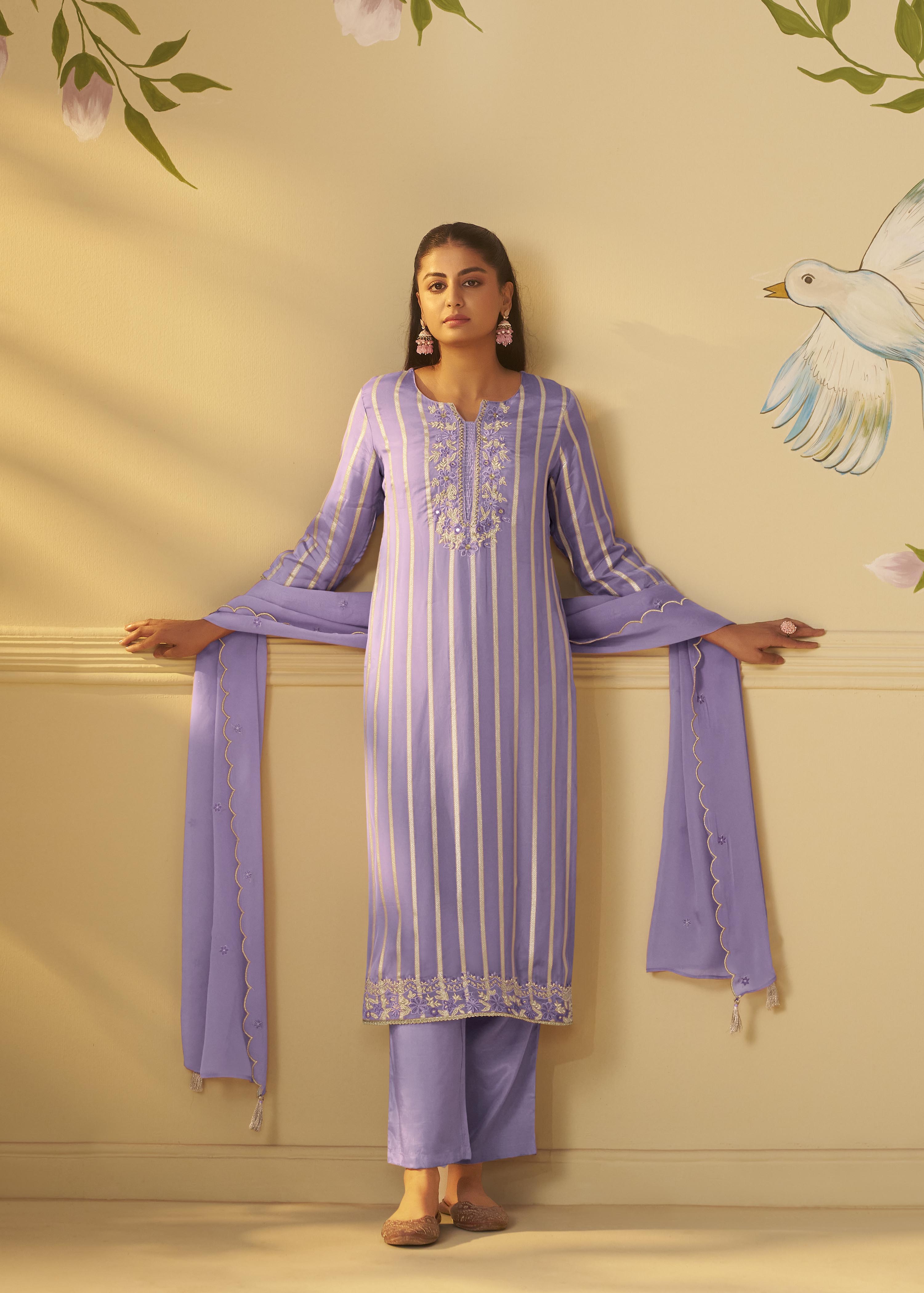 Lavender Aura Organza Festive Kurta Set