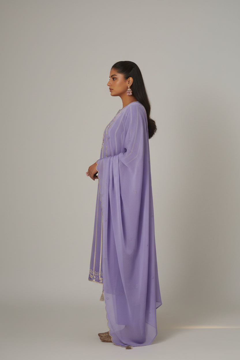 Lavender Aura Organza Festive Kurta Set