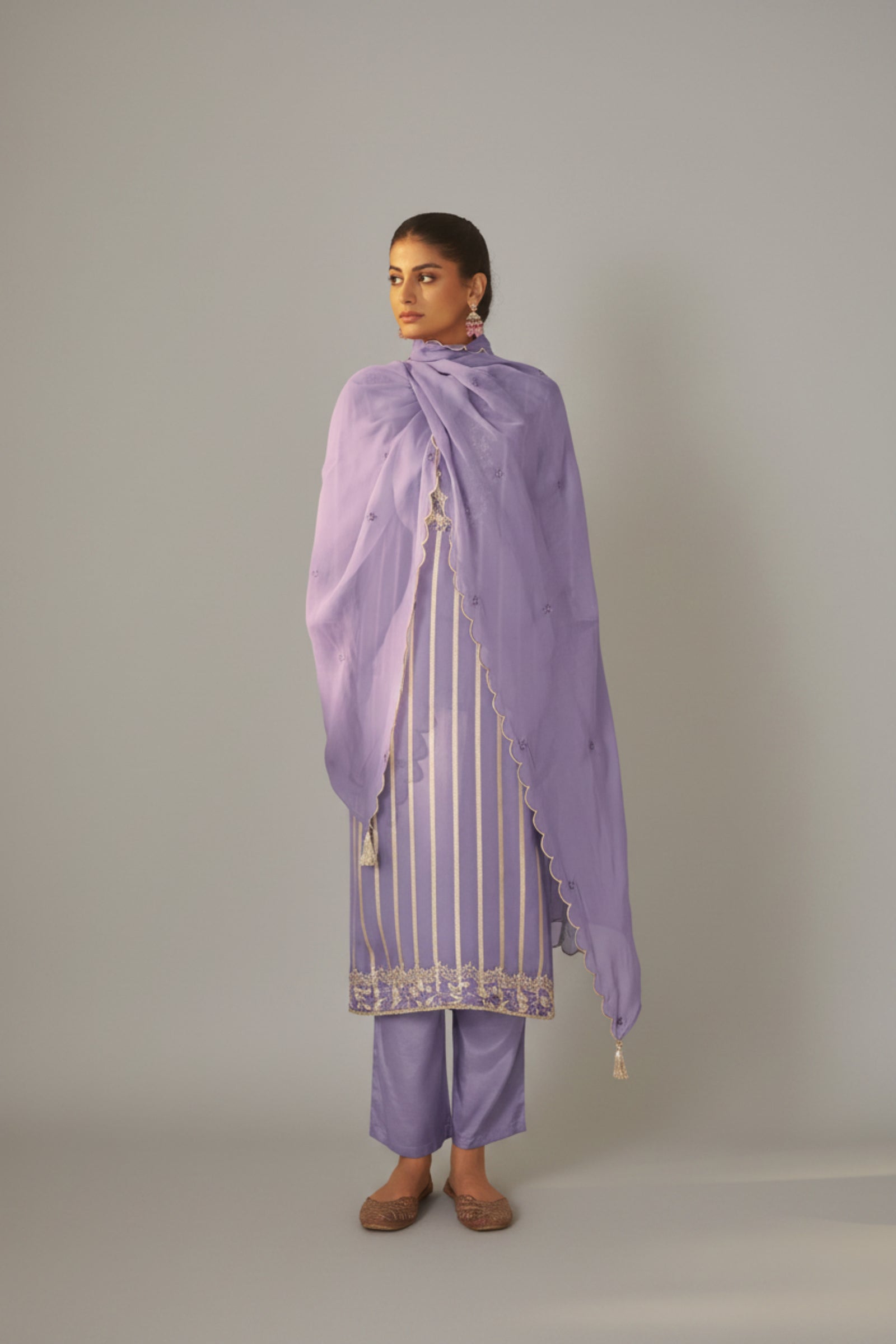 Lavender Aura Organza Festive Kurta Set