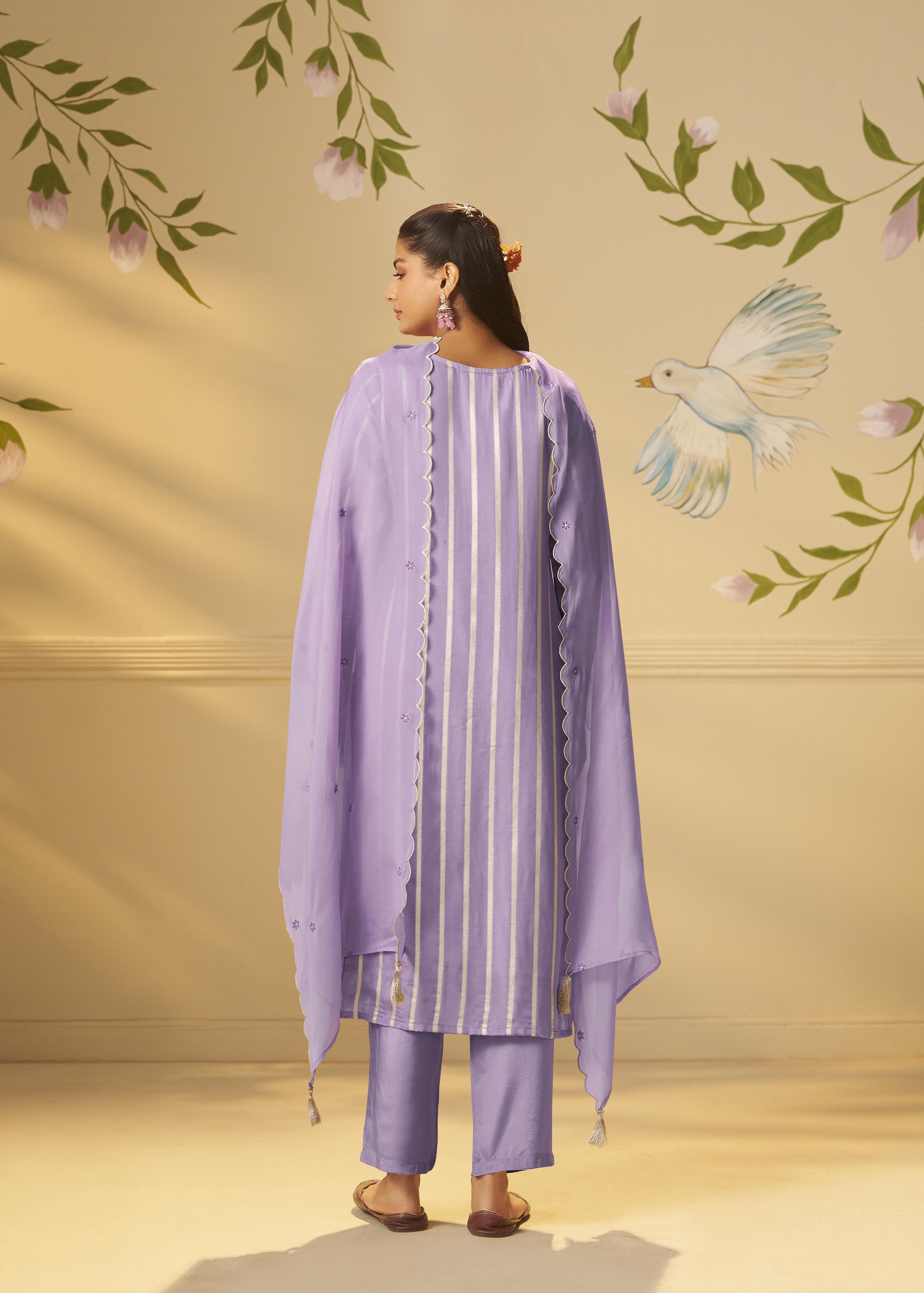 Lavender Aura Organza Festive Kurta Set