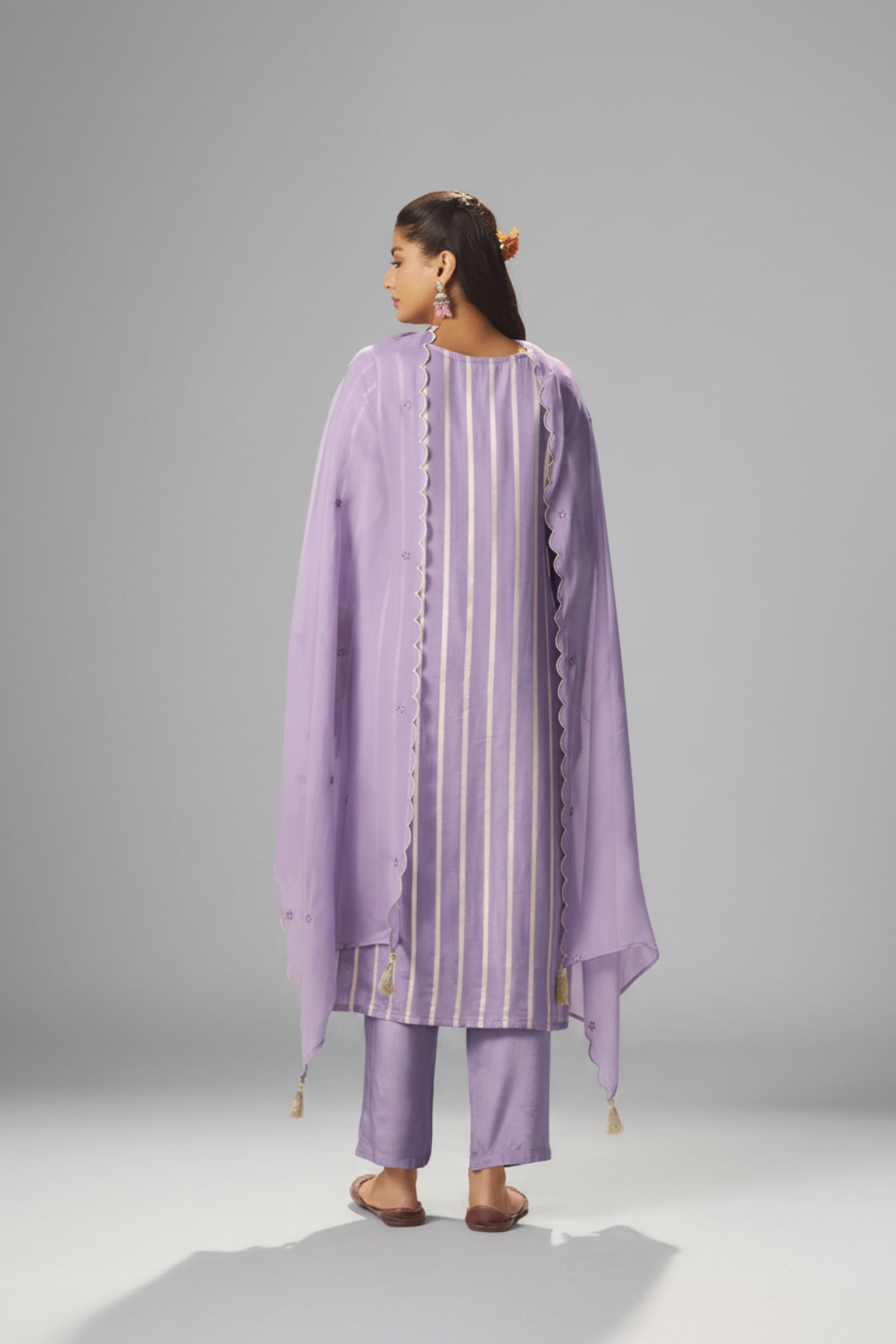 Lavender Aura Organza Festive Kurta Set