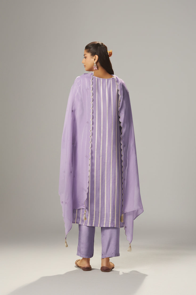 Lavender Aura Organza Festive Kurta Set
