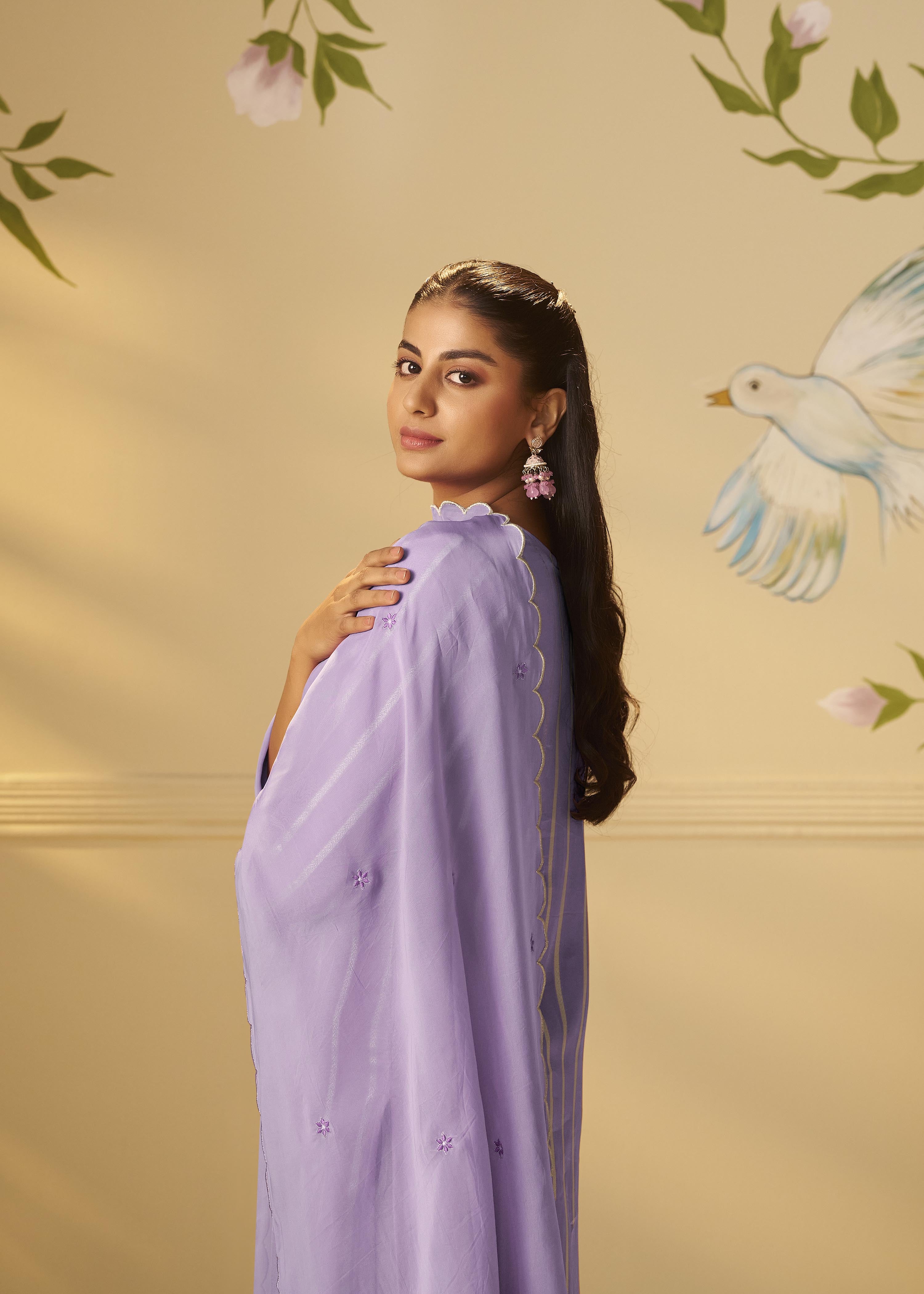 Lavender Aura Organza Festive Kurta Set