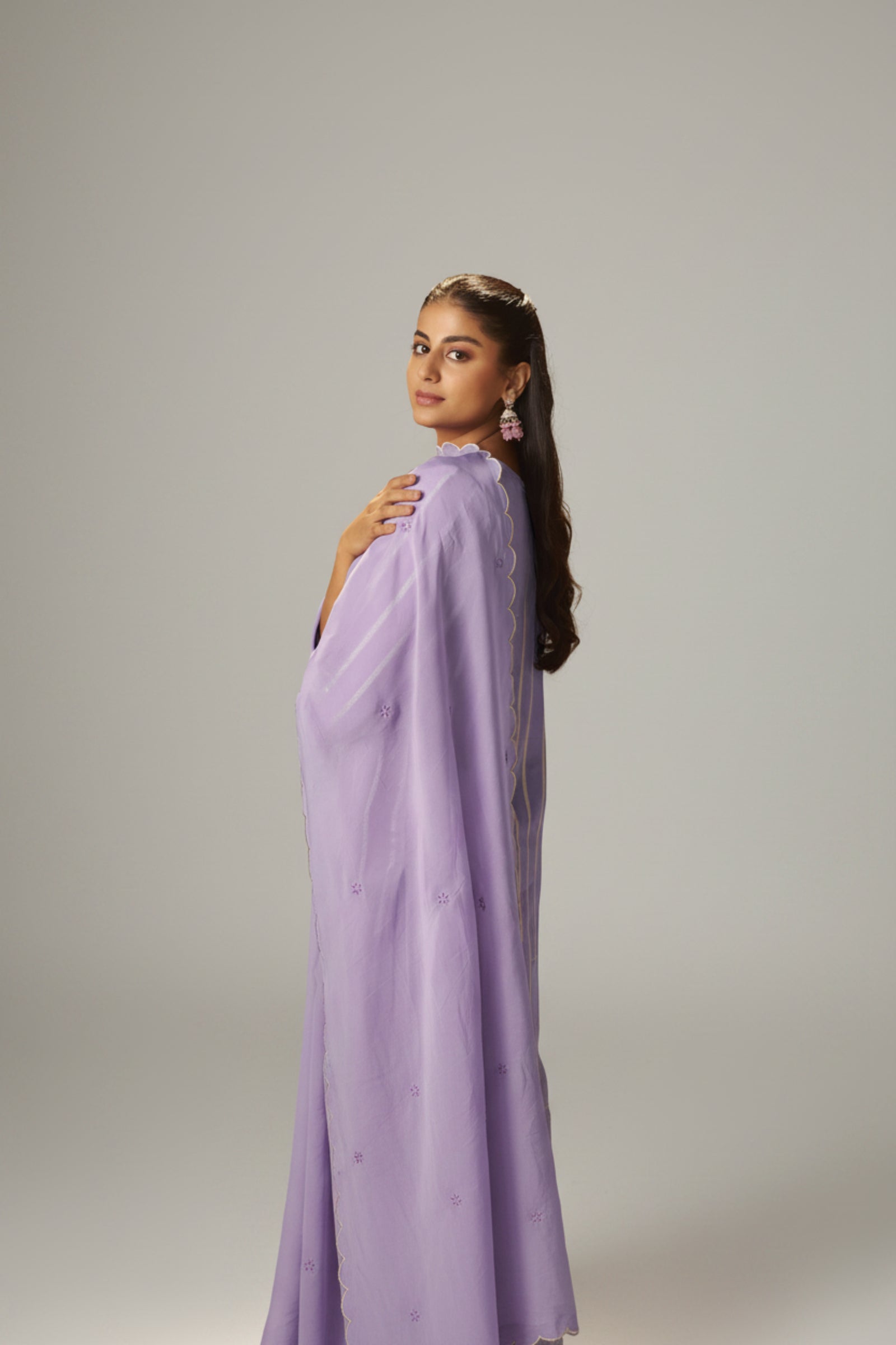 Lavender Aura Organza Festive Kurta Set