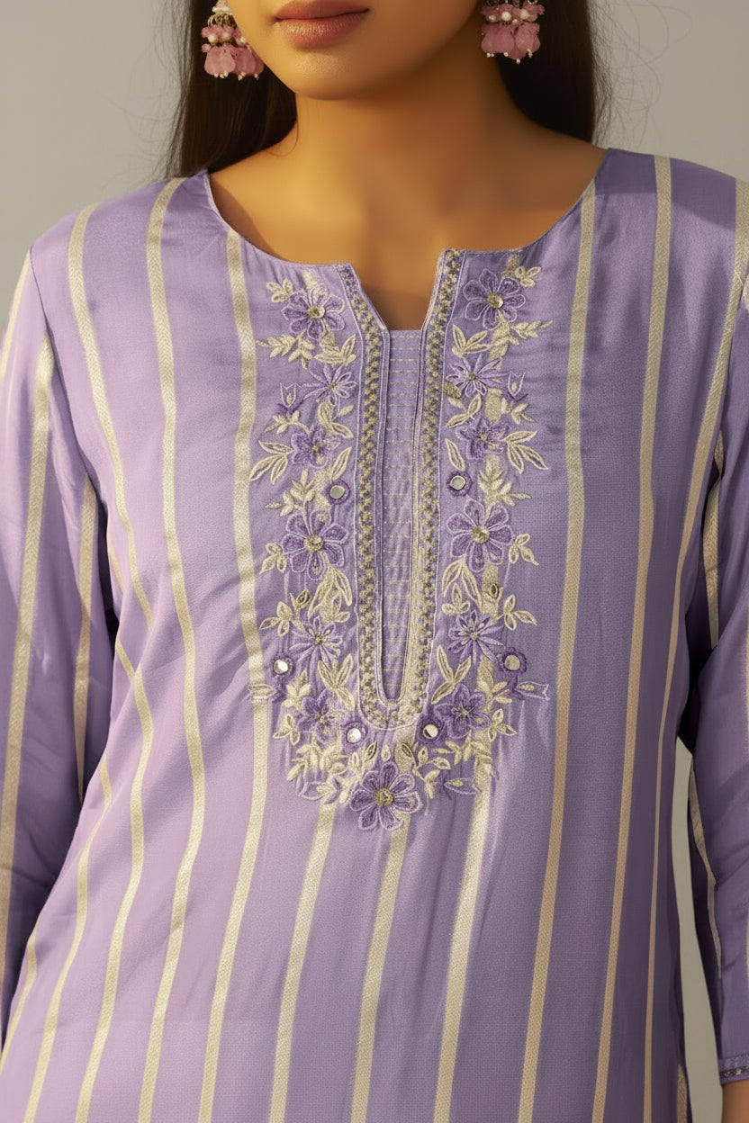 Lavender Aura Organza Festive Kurta Set
