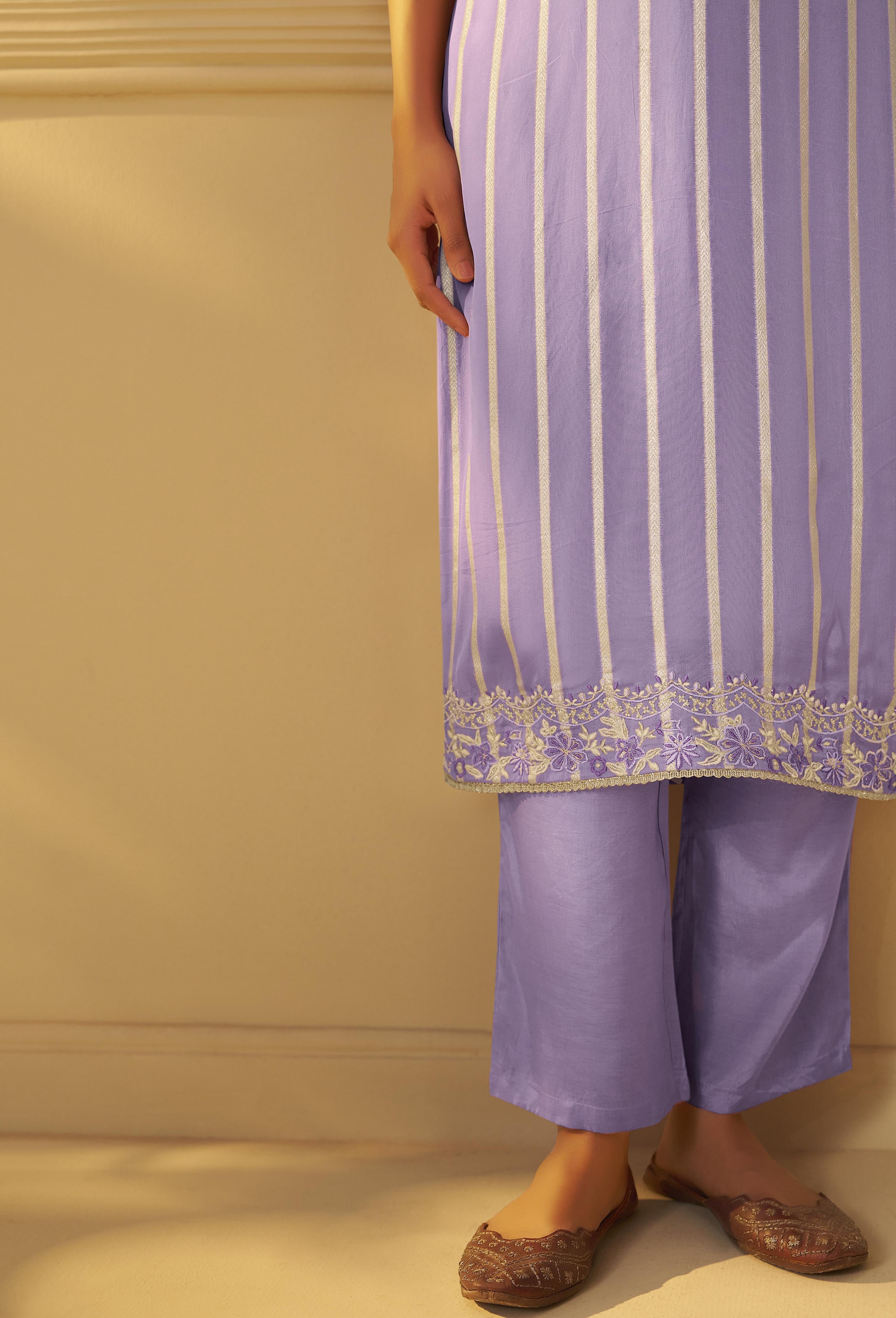 Lavender Aura Organza Festive Kurta Set