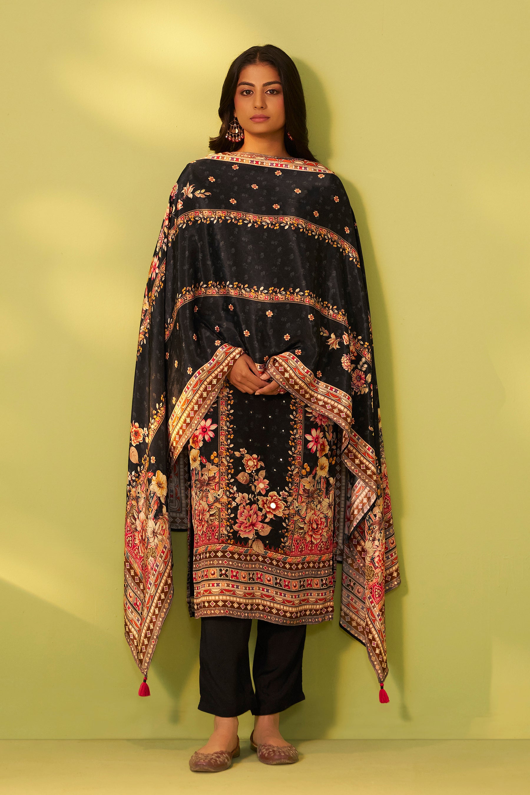 Digital Print Crepe Silk Kurta Set