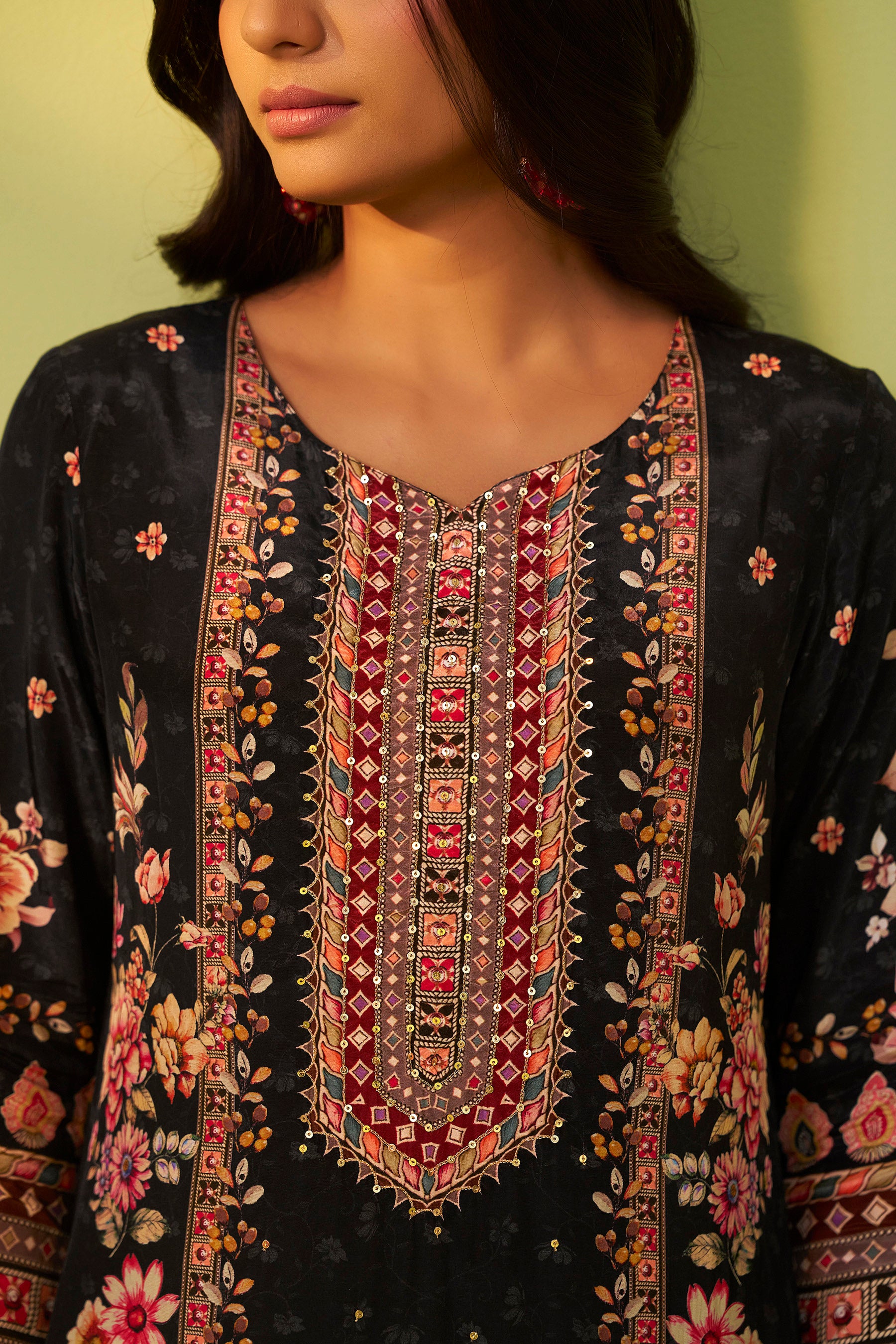 Digital Print Crepe Silk Kurta Set