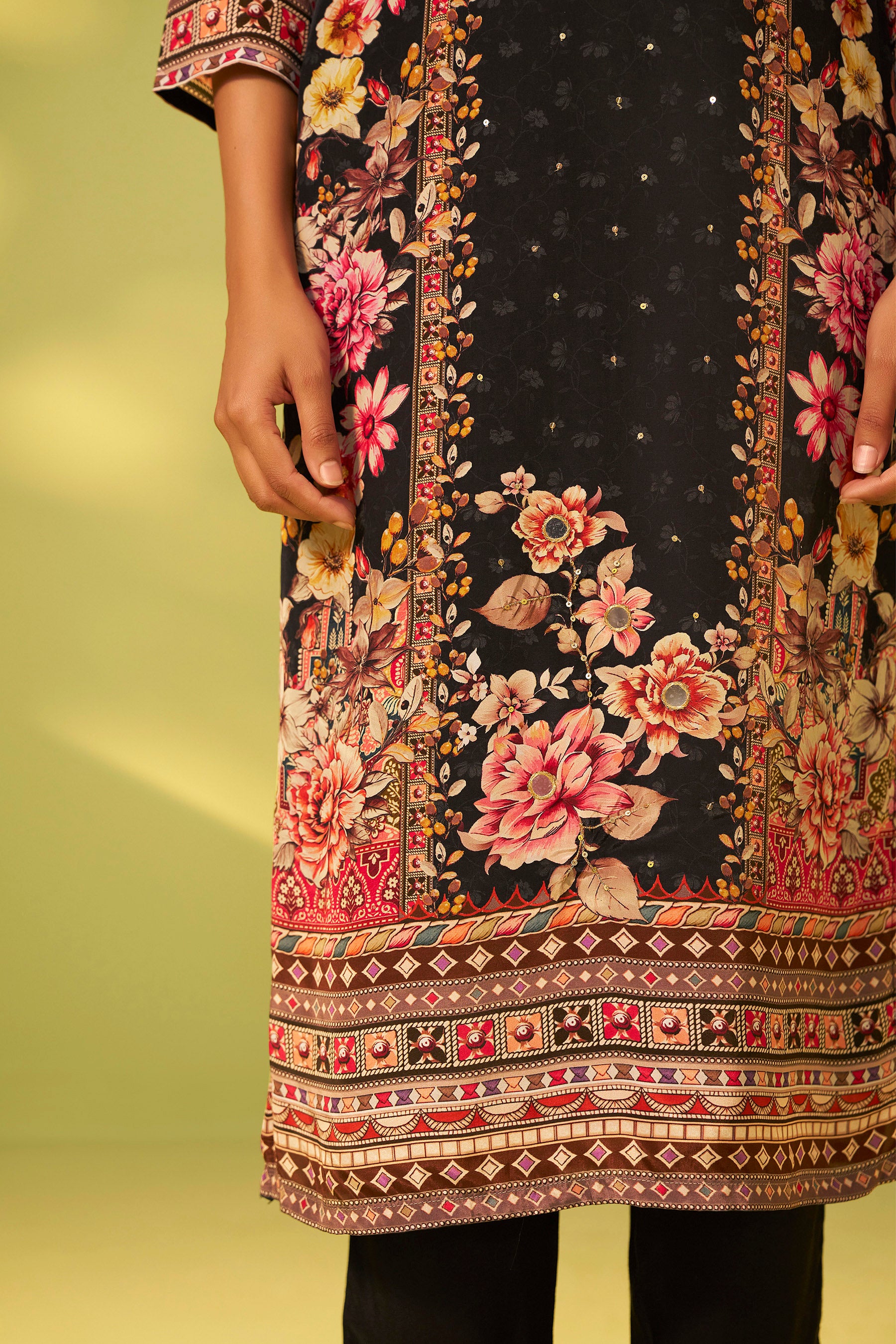 Digital Print Crepe Silk Kurta Set