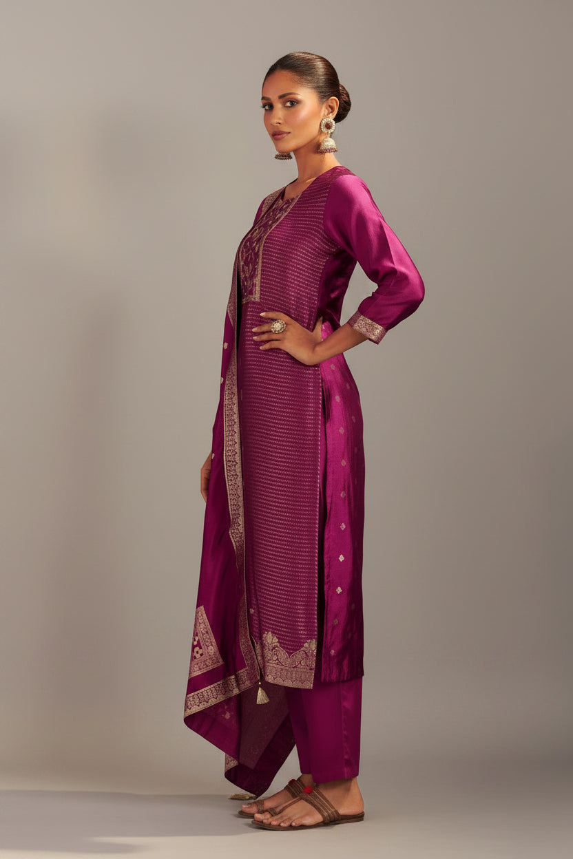Rani Handworked Silk Festive Kurta Set