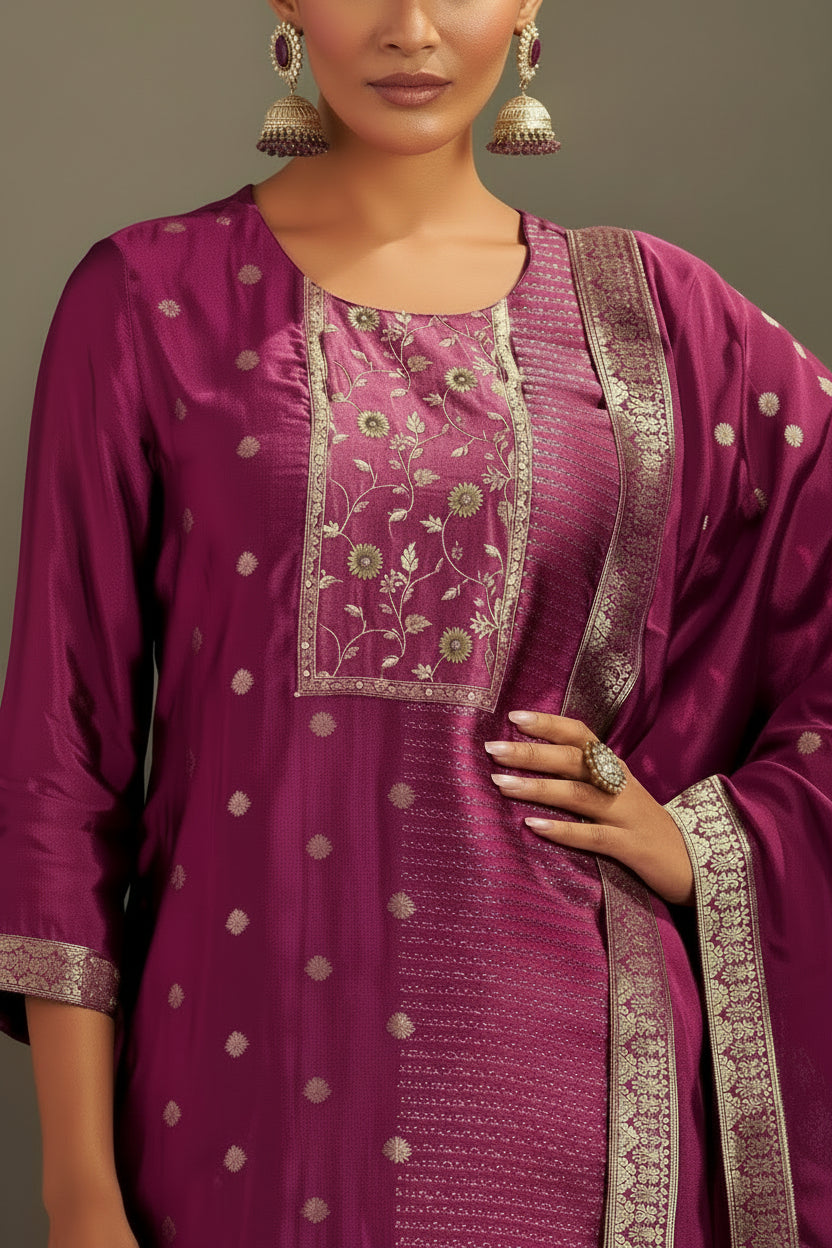 Rani Handworked Silk Festive Kurta Set