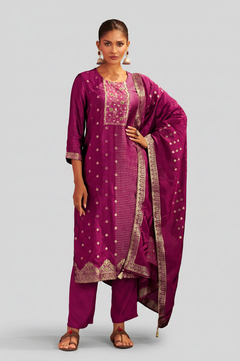 Rani Handworked Silk Festive Kurta Set