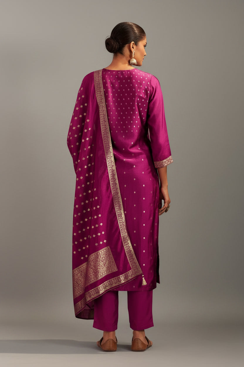 Rani Handworked Silk Festive Kurta Set