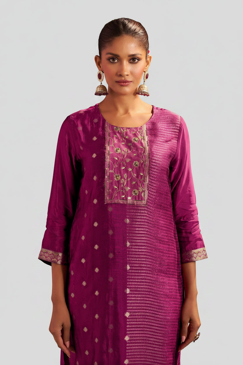 Rani Handworked Silk Festive Kurta Set
