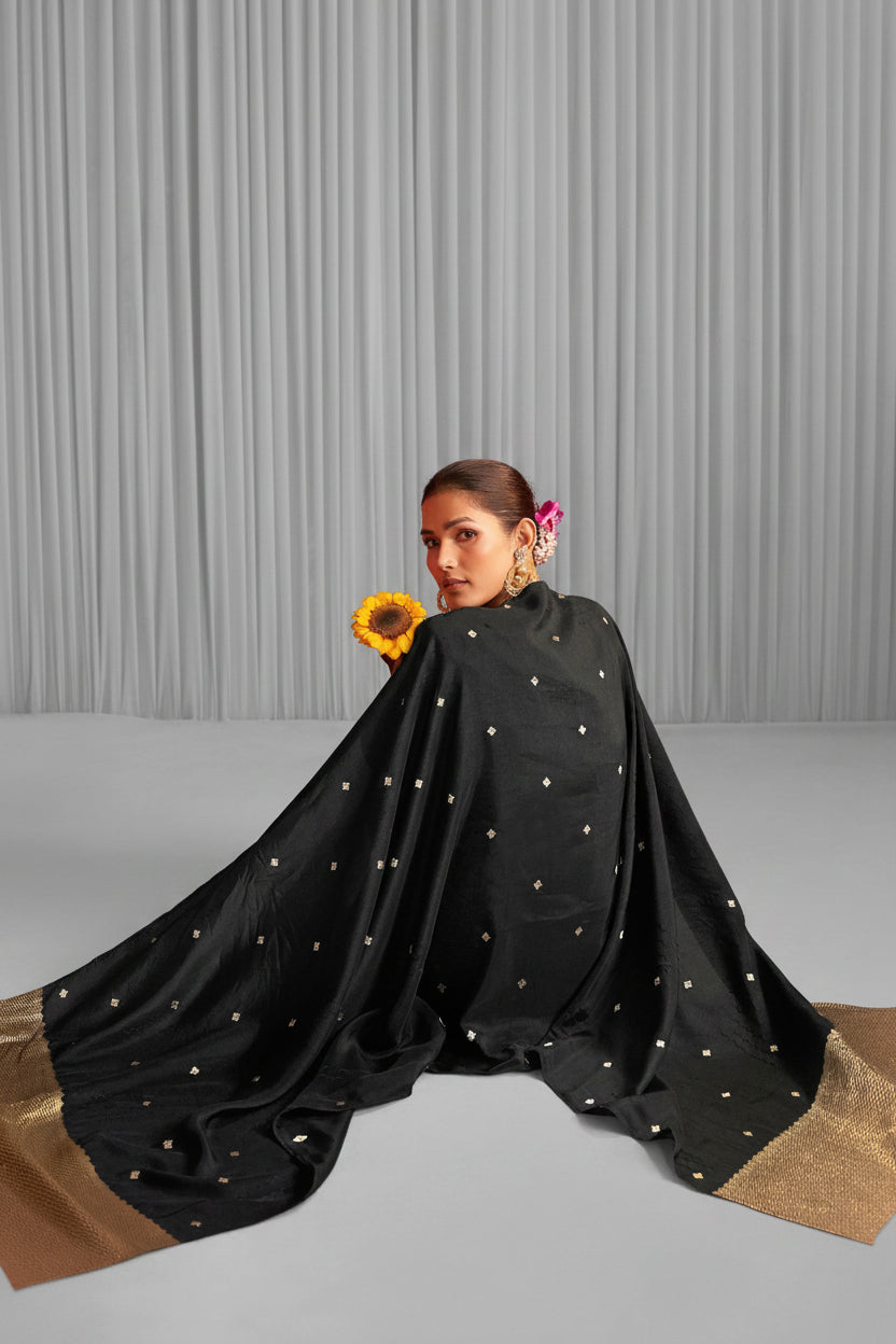 Black Handworked Silk Festive Kurta Set
