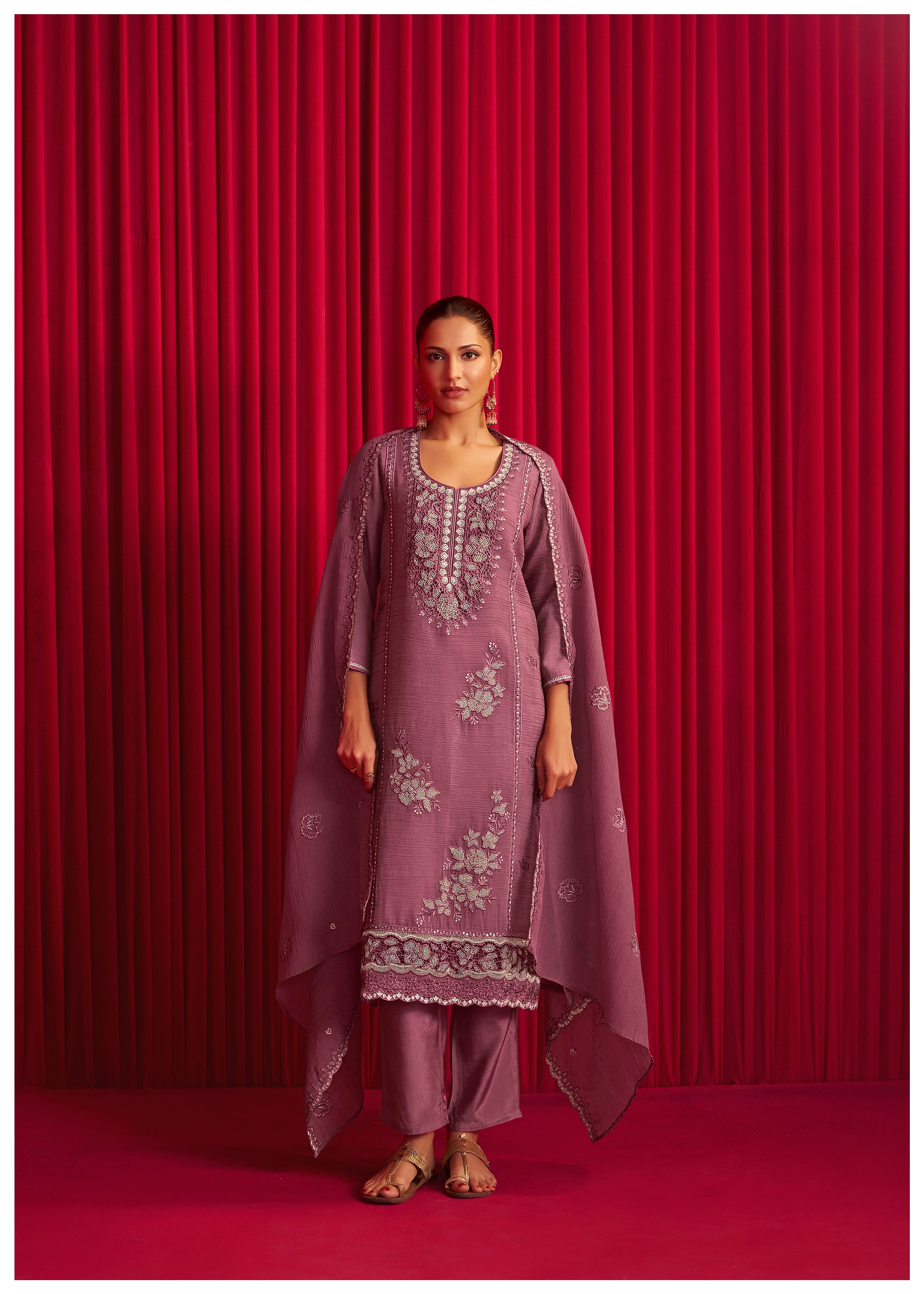 Crush Organza Borer Embroidery Set