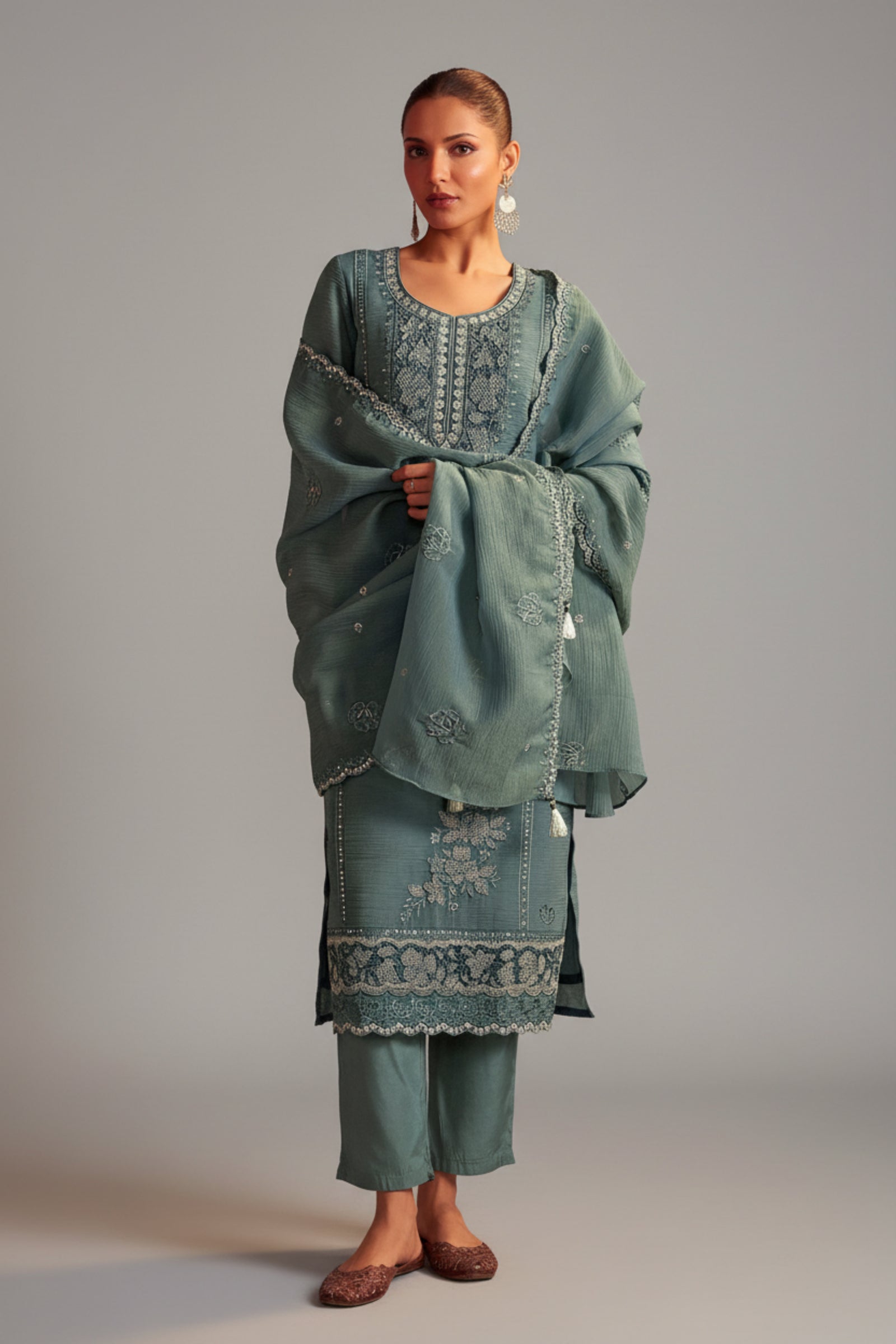 Rama Handworked Silk Festive Kurta Set