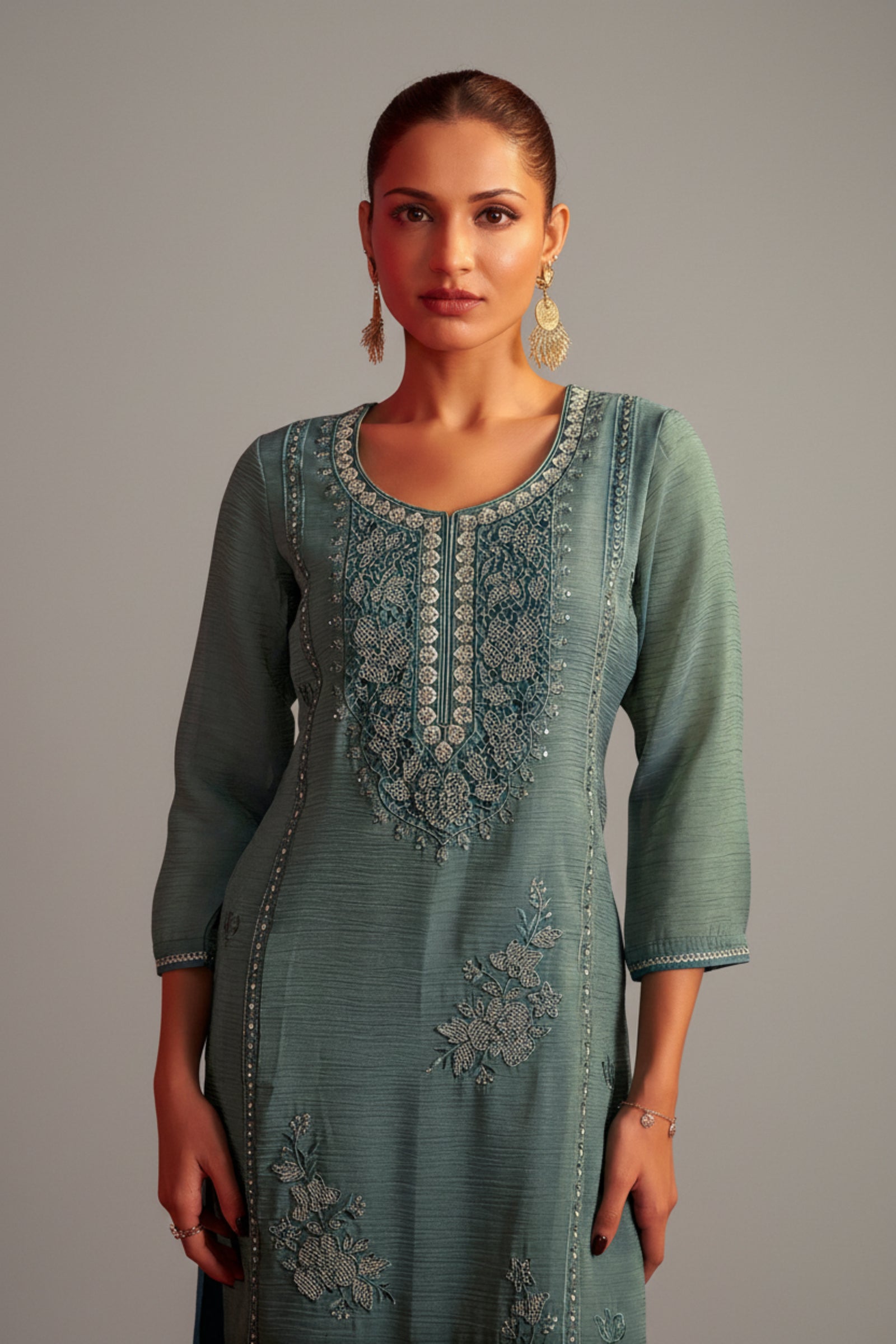 Rama Handworked Silk Festive Kurta Set