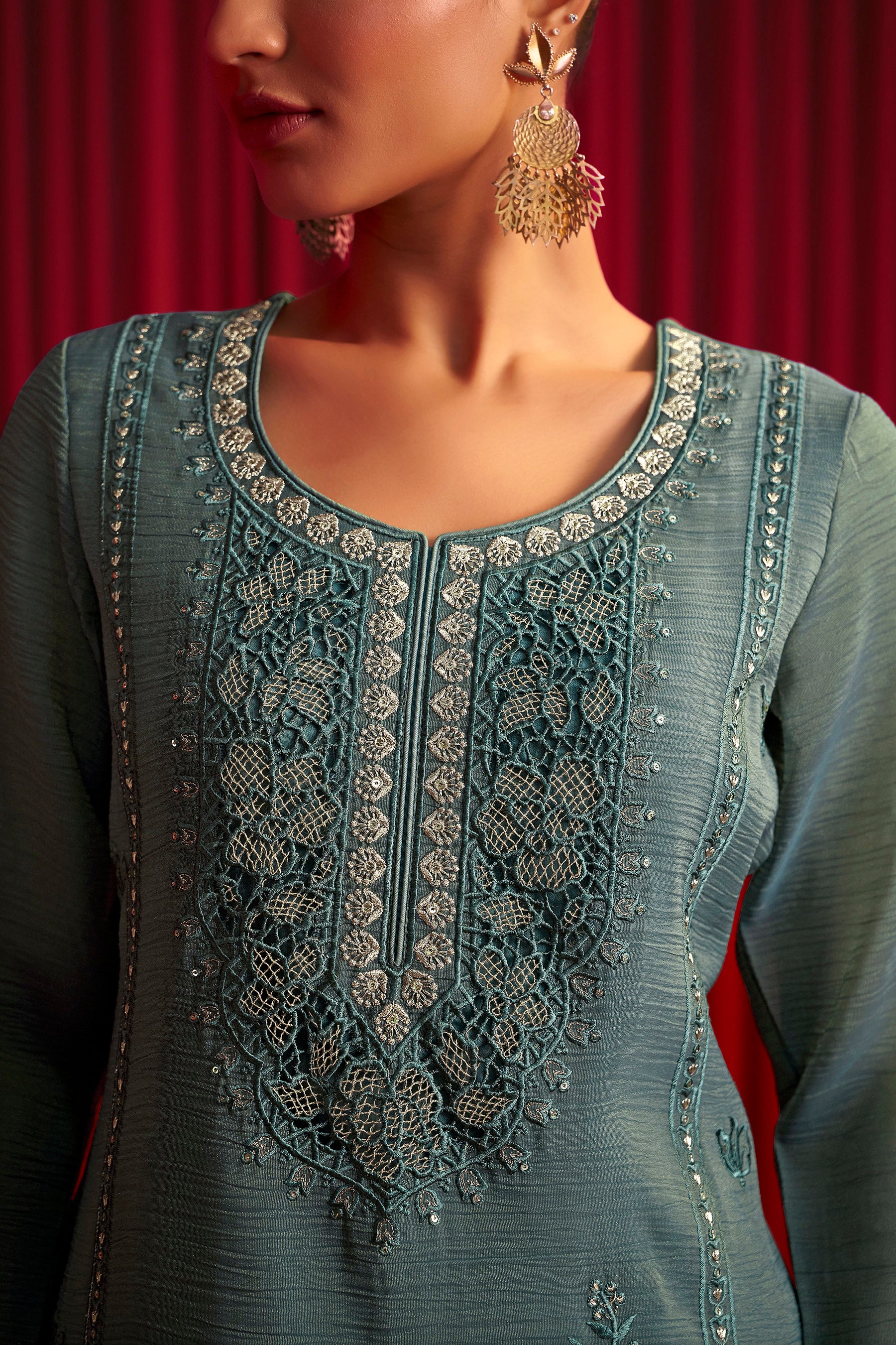 Crush Organza Border Embroidery Set