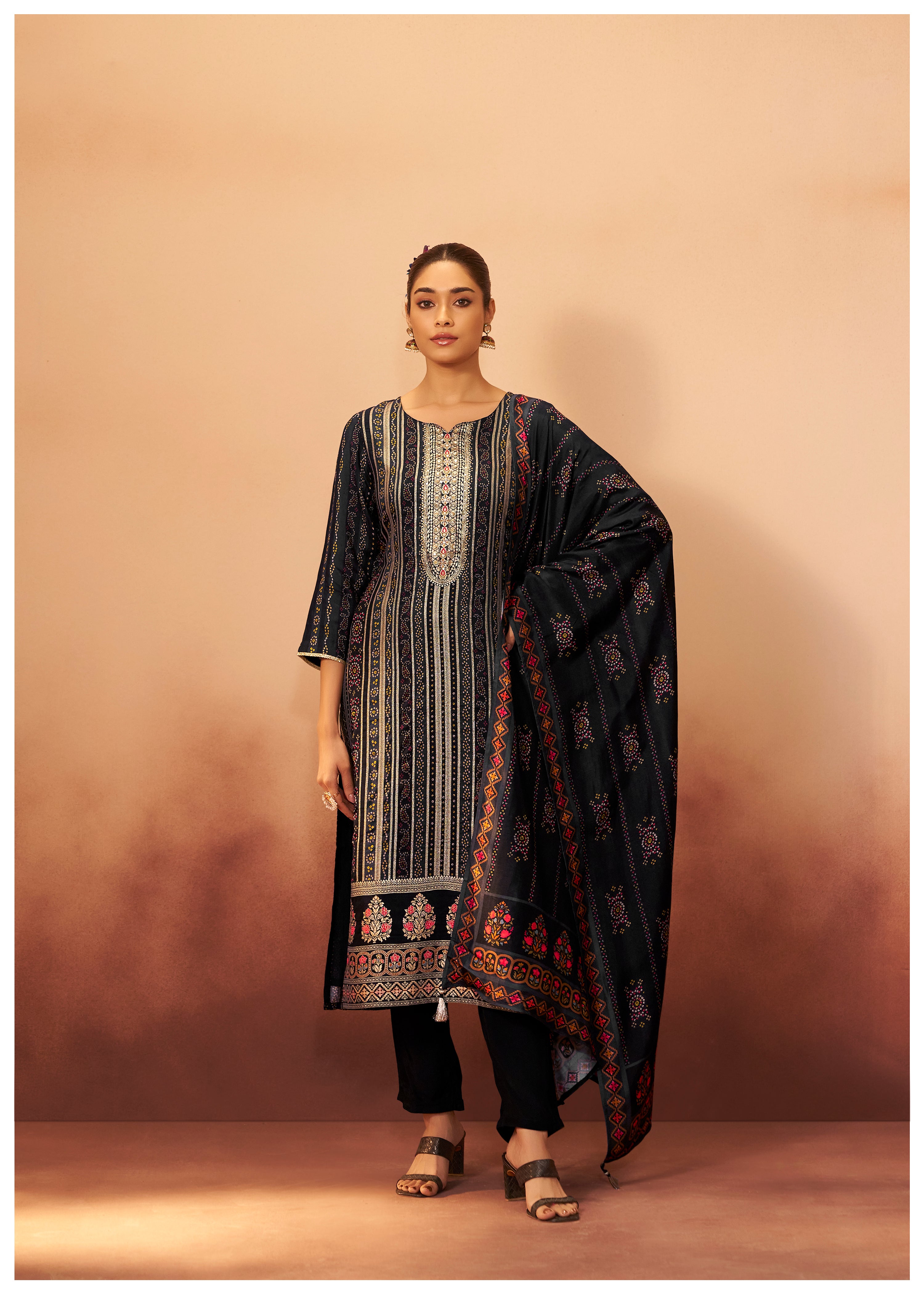 Position Print Russian Silk Kurta Set