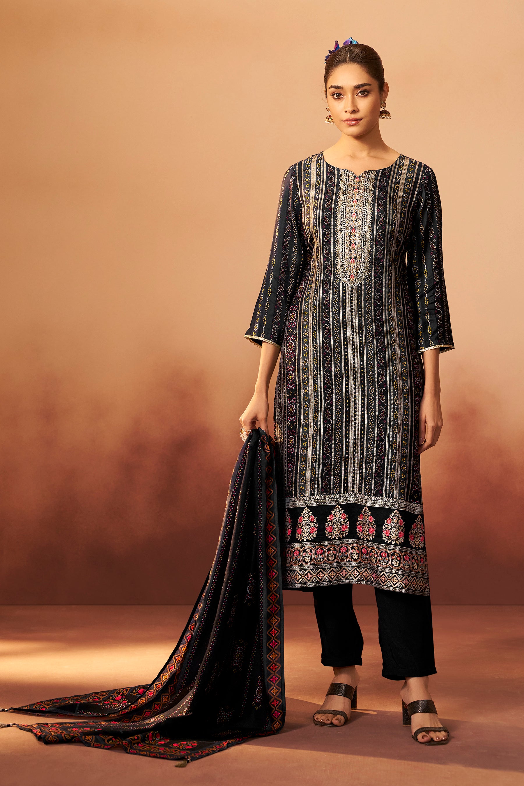 Position Print Russian Silk Kurta Set