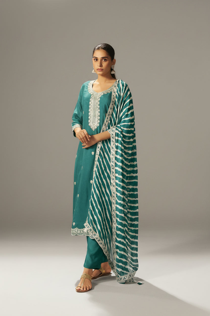 Rama Rani Chinnon Embroidered Festive Set