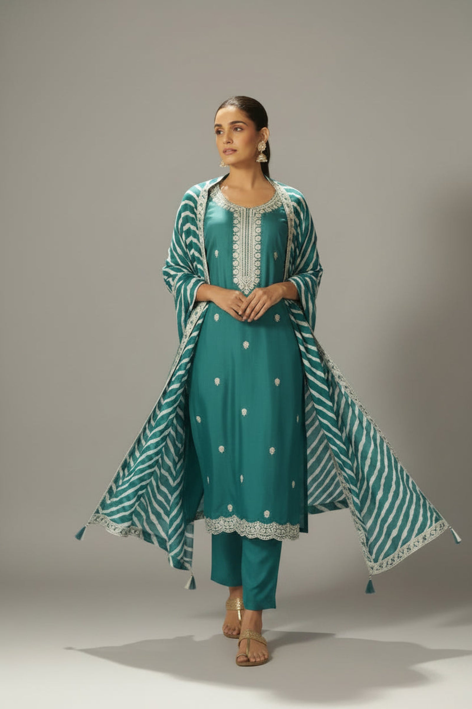 Rama Rani Chinnon Embroidered Festive Set