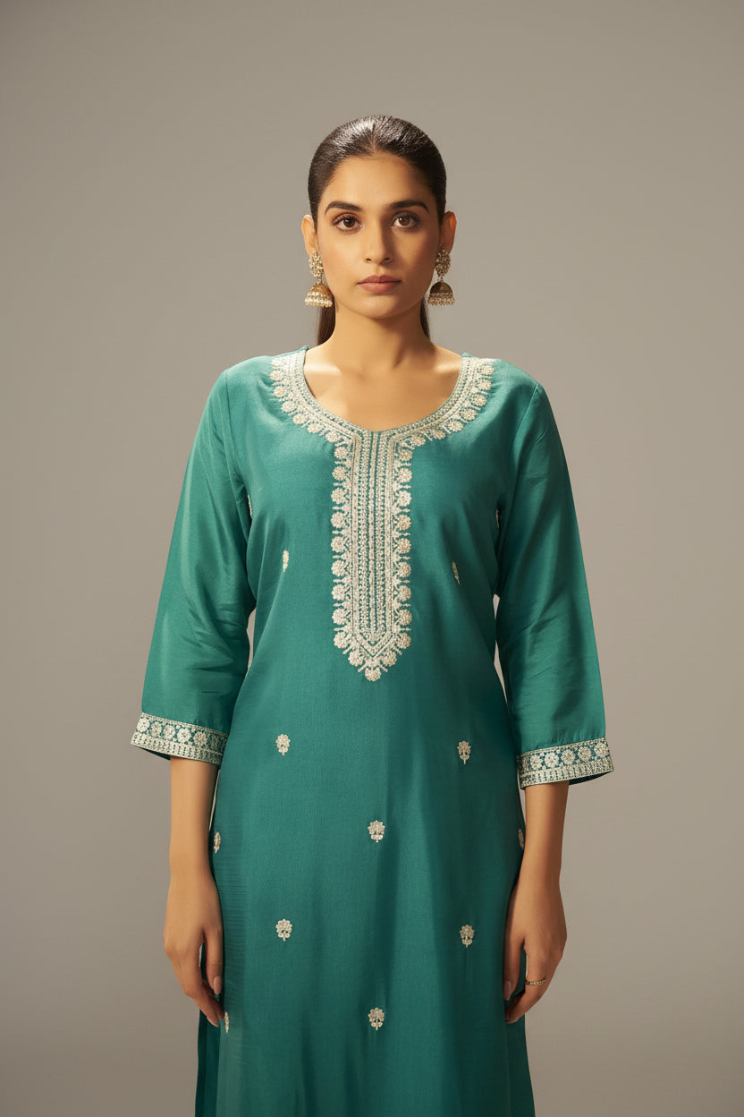 Rama Rani Chinnon Embroidered Festive Set