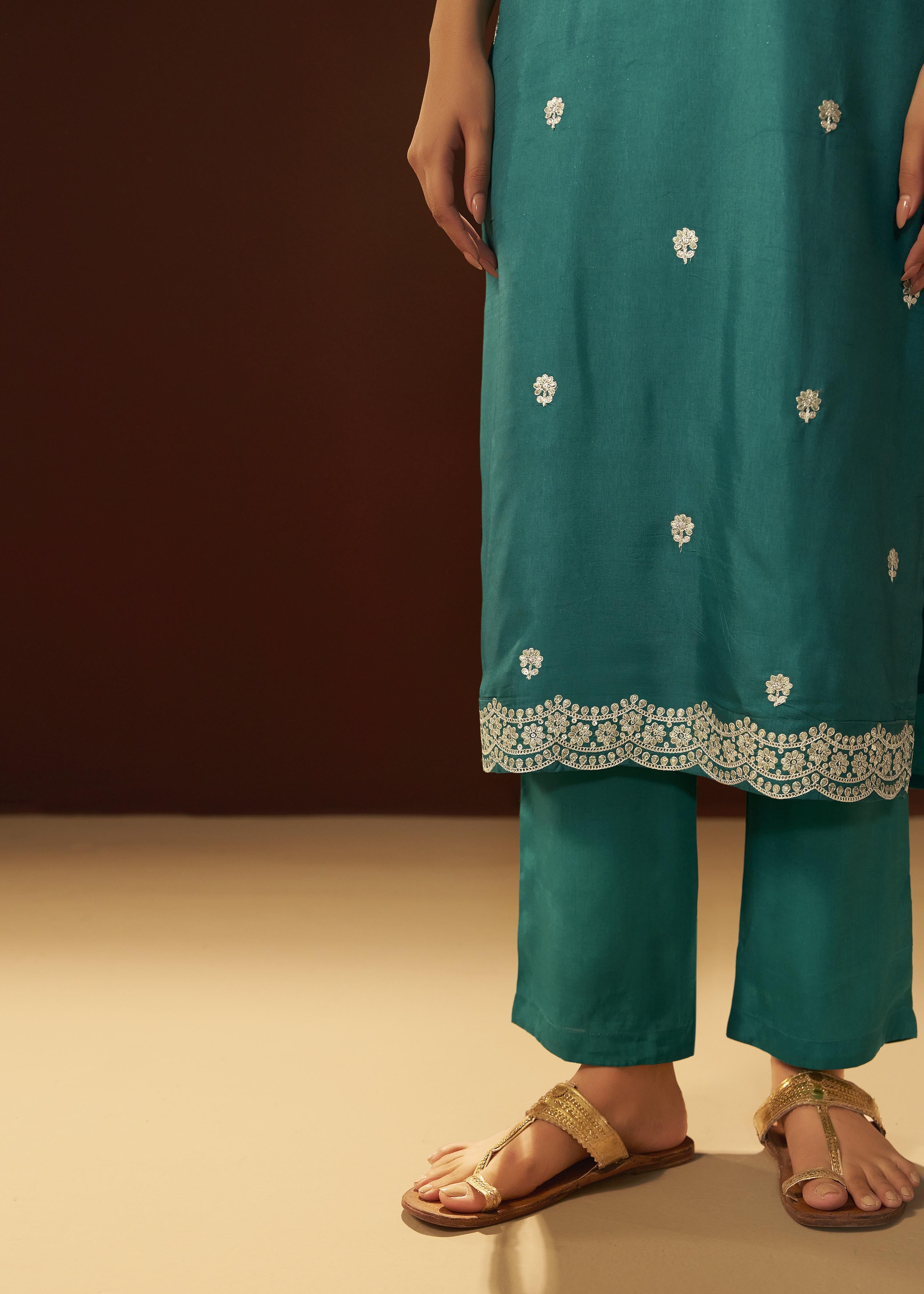 Rama Rani Chinnon Embroidered Festive Set