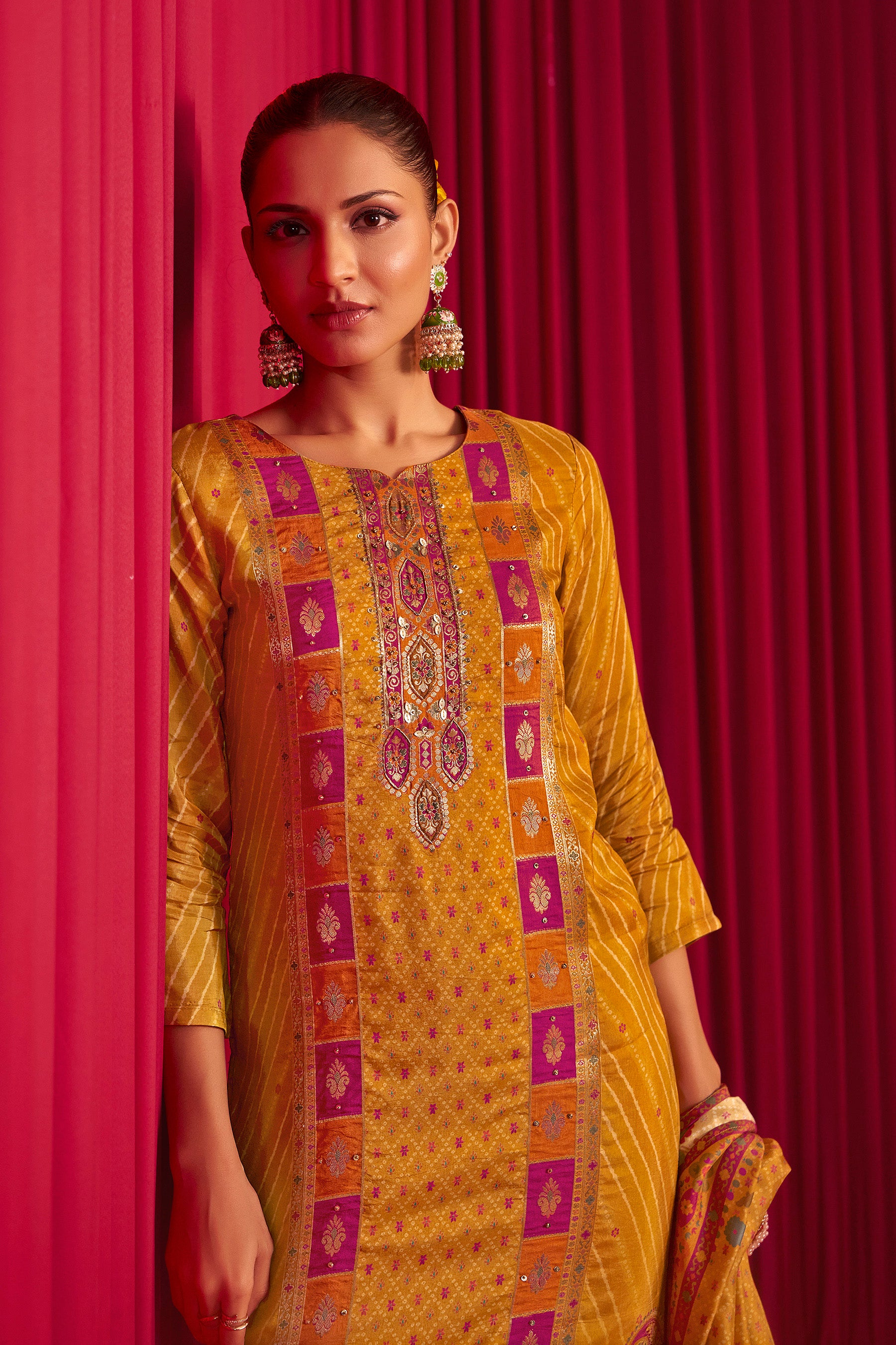 Position Print Russian Silk Kurta Set