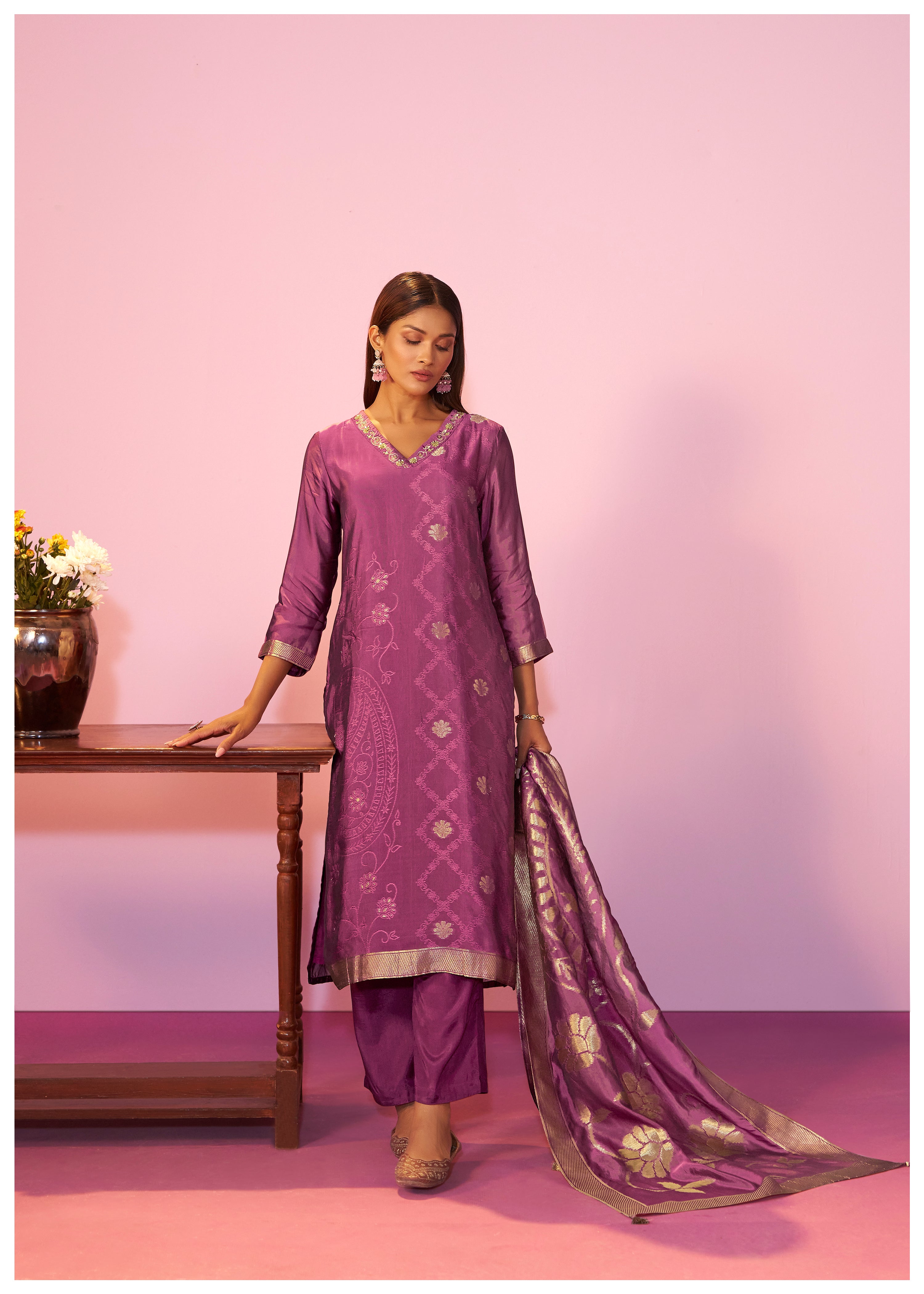 Yarn Dyed Viscose Kurta Set
