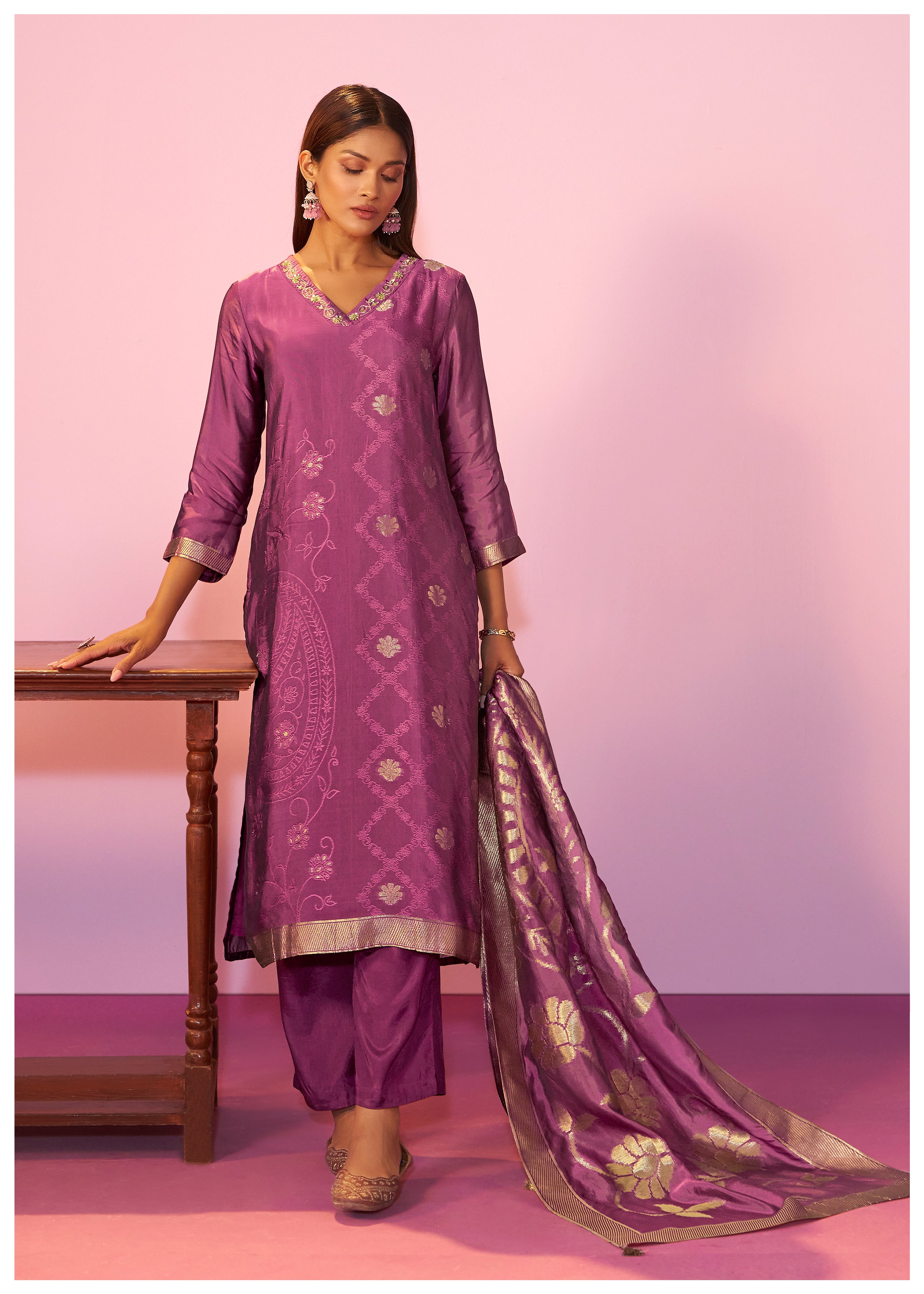 Yarn Dyed Viscose Kurta Set